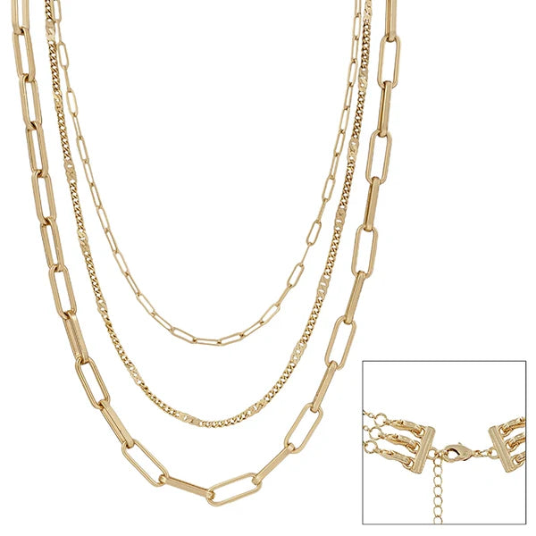 Three Layered Matte Gold Necklace - Be You Boutique