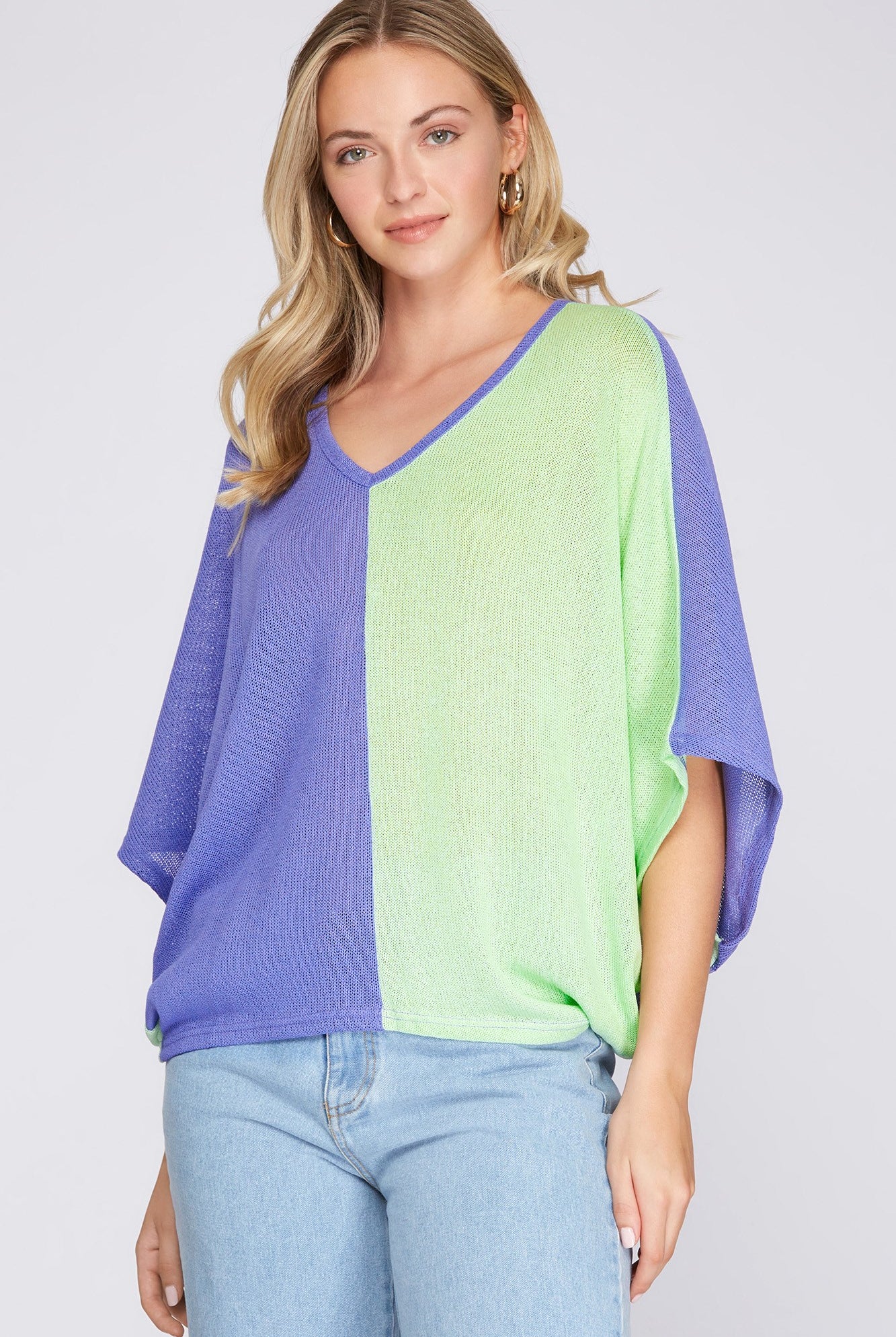 Gianna Drop Sleeve Knit Color Block Top - Be You Boutique