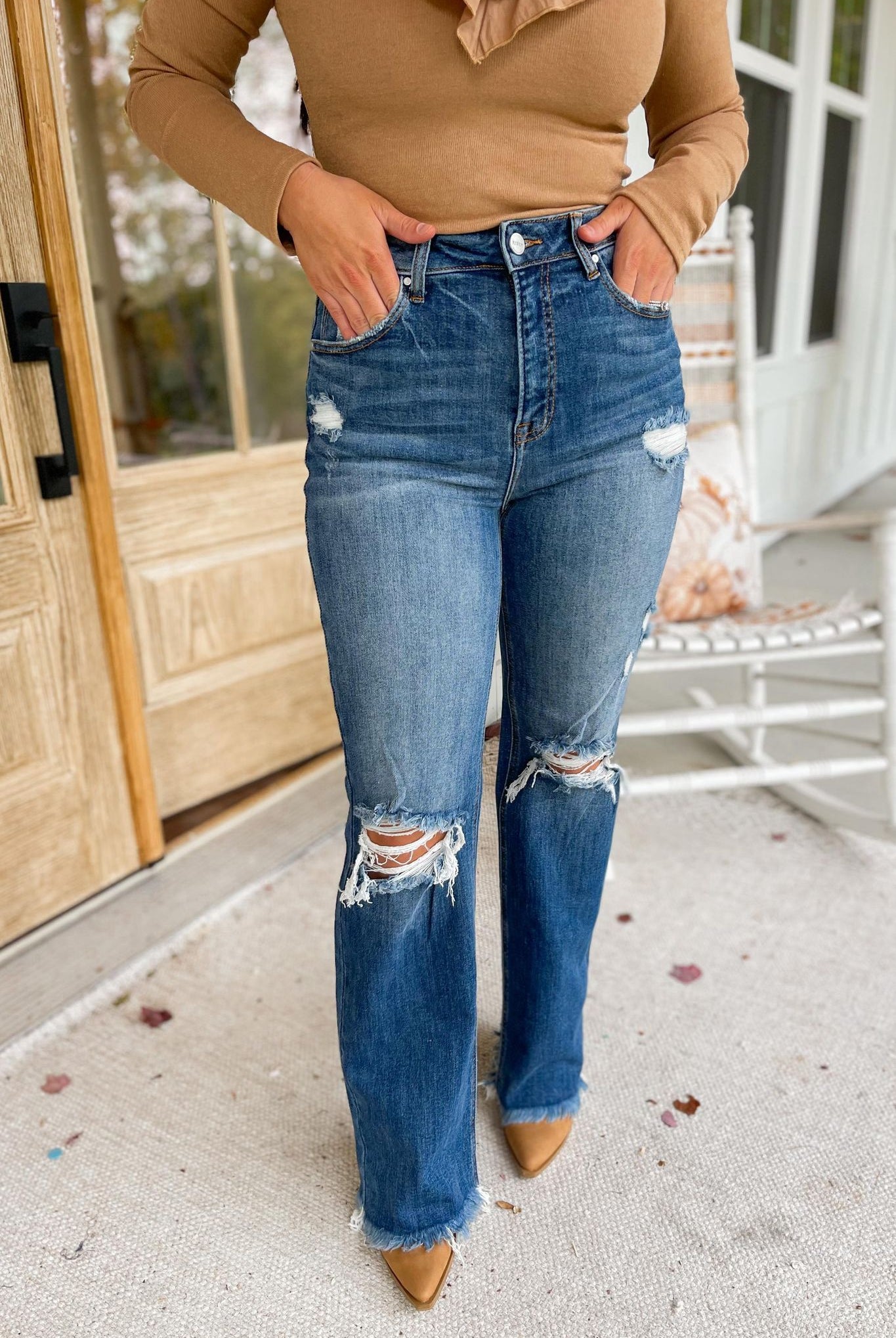 Risen Xenia High Rise Straight Leg Denim Jeans - Be You Boutique