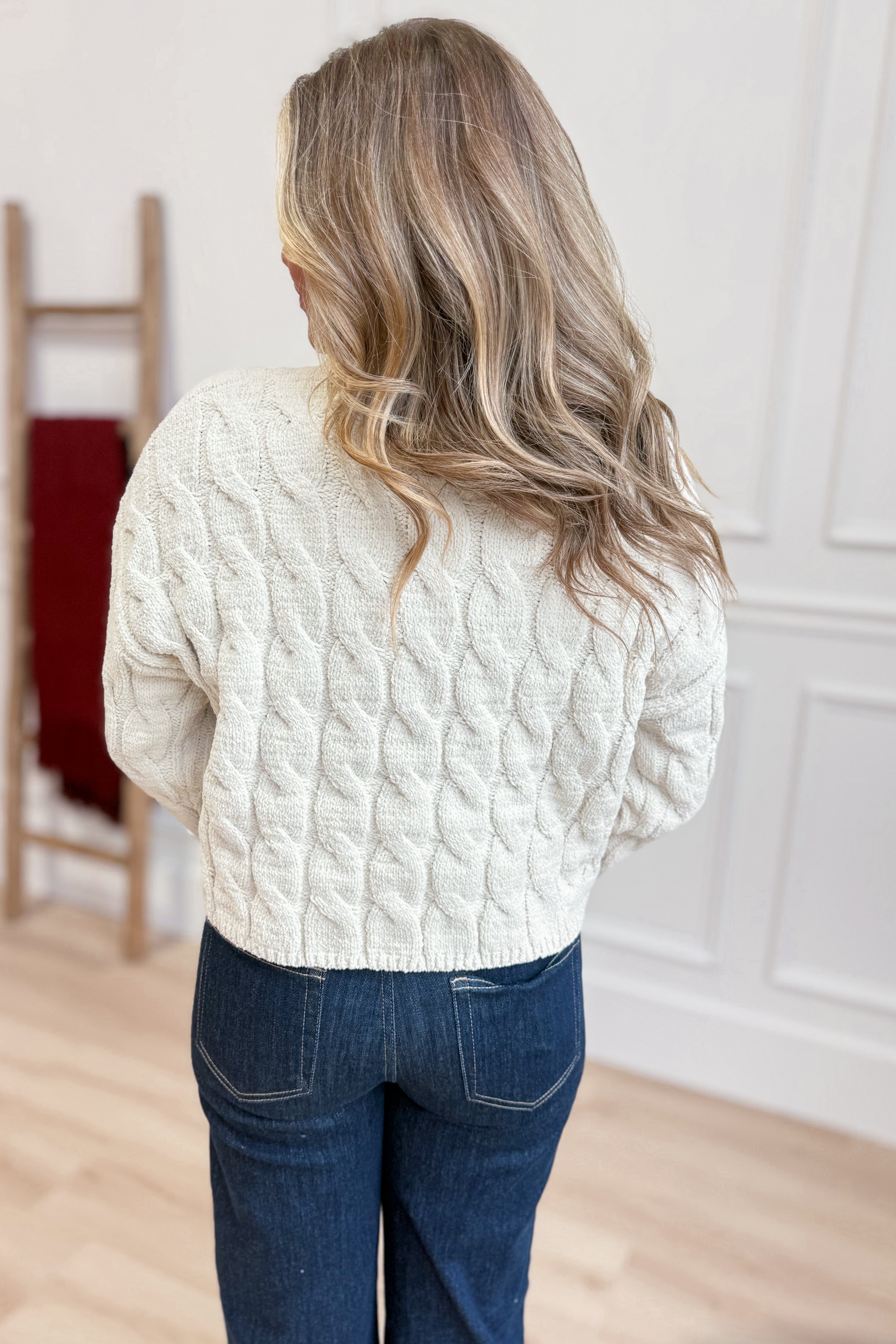 Liv Cable Knit Crew Neck Sweater - Be You Boutique