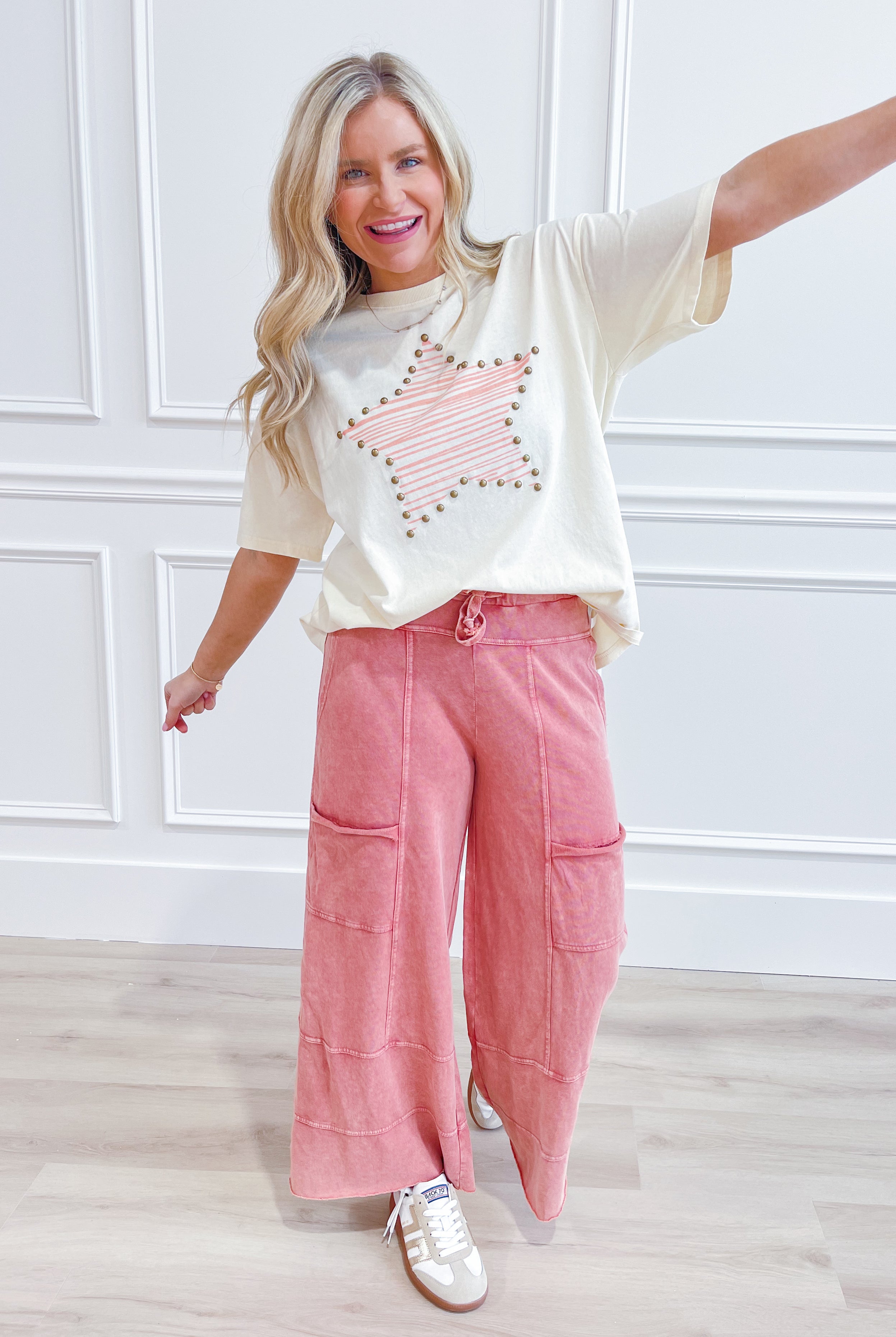 Bradley Mineral Washed Terry Knit Wide Leg Pants - Be You Boutique