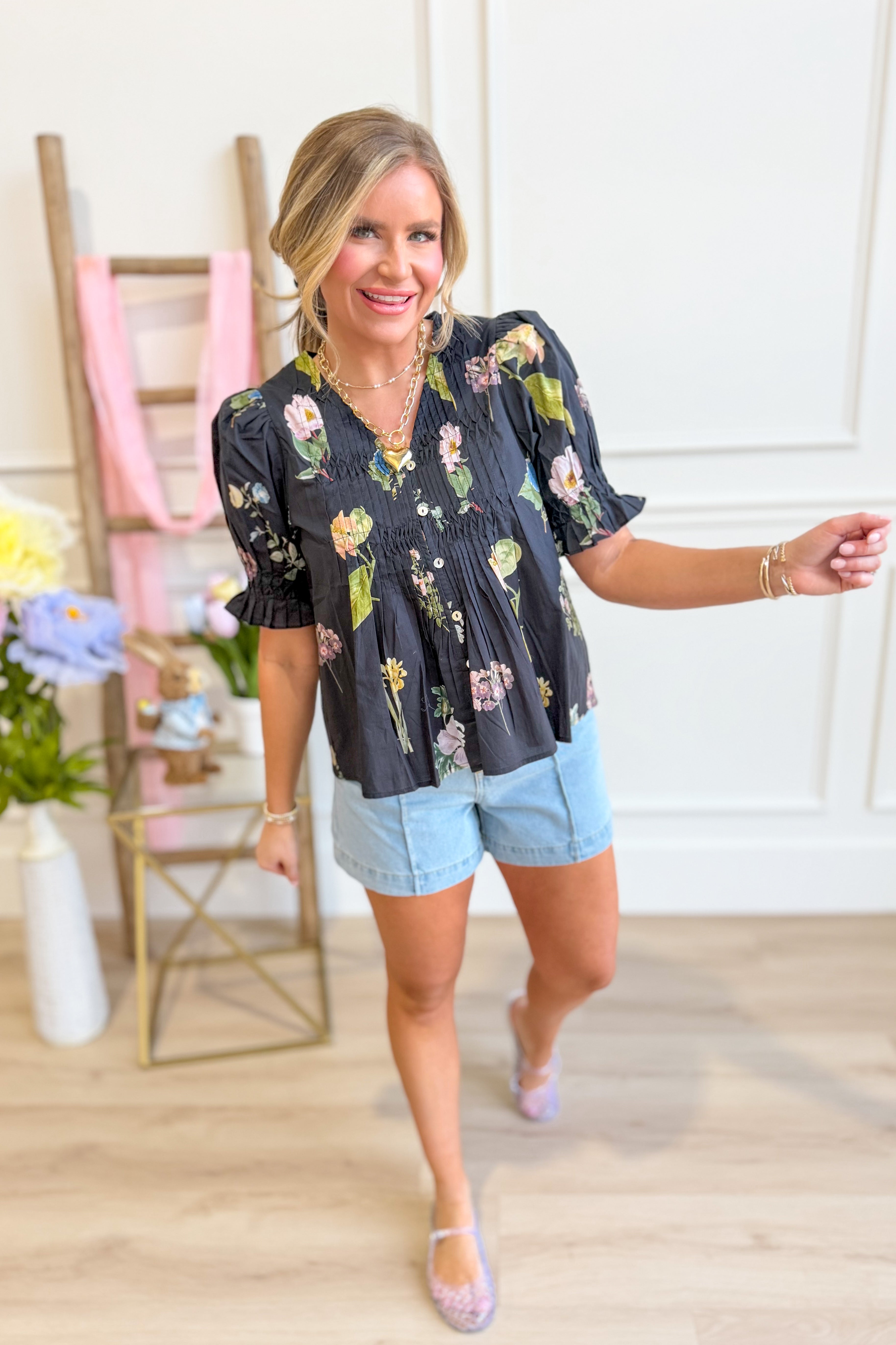 Mia Floral Puff Sleeve Top - Be You Boutique