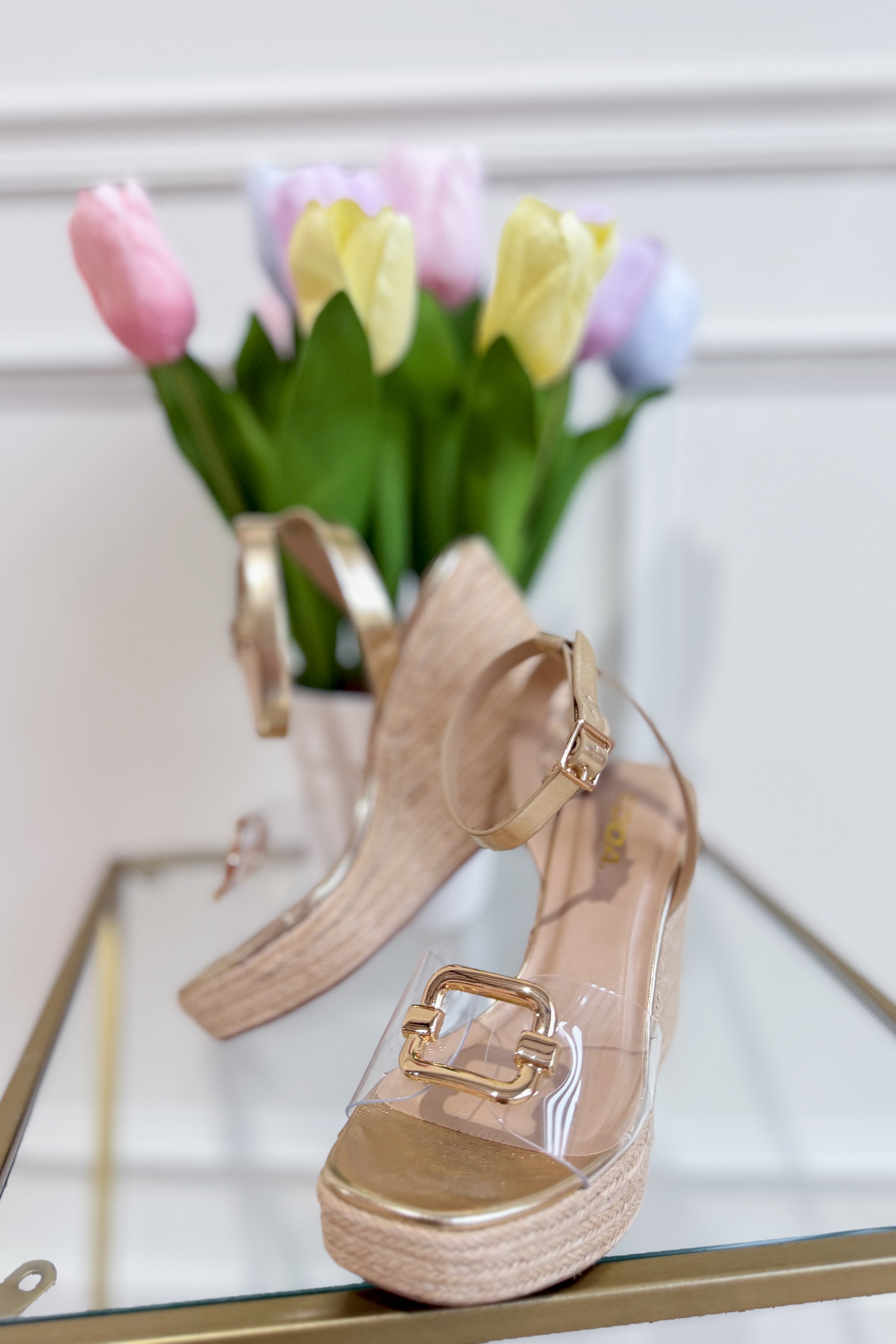 SODA Soda Notices clear wedge heel shoes with transparent straps and chunky heel, stylish 212 other shoes for women.