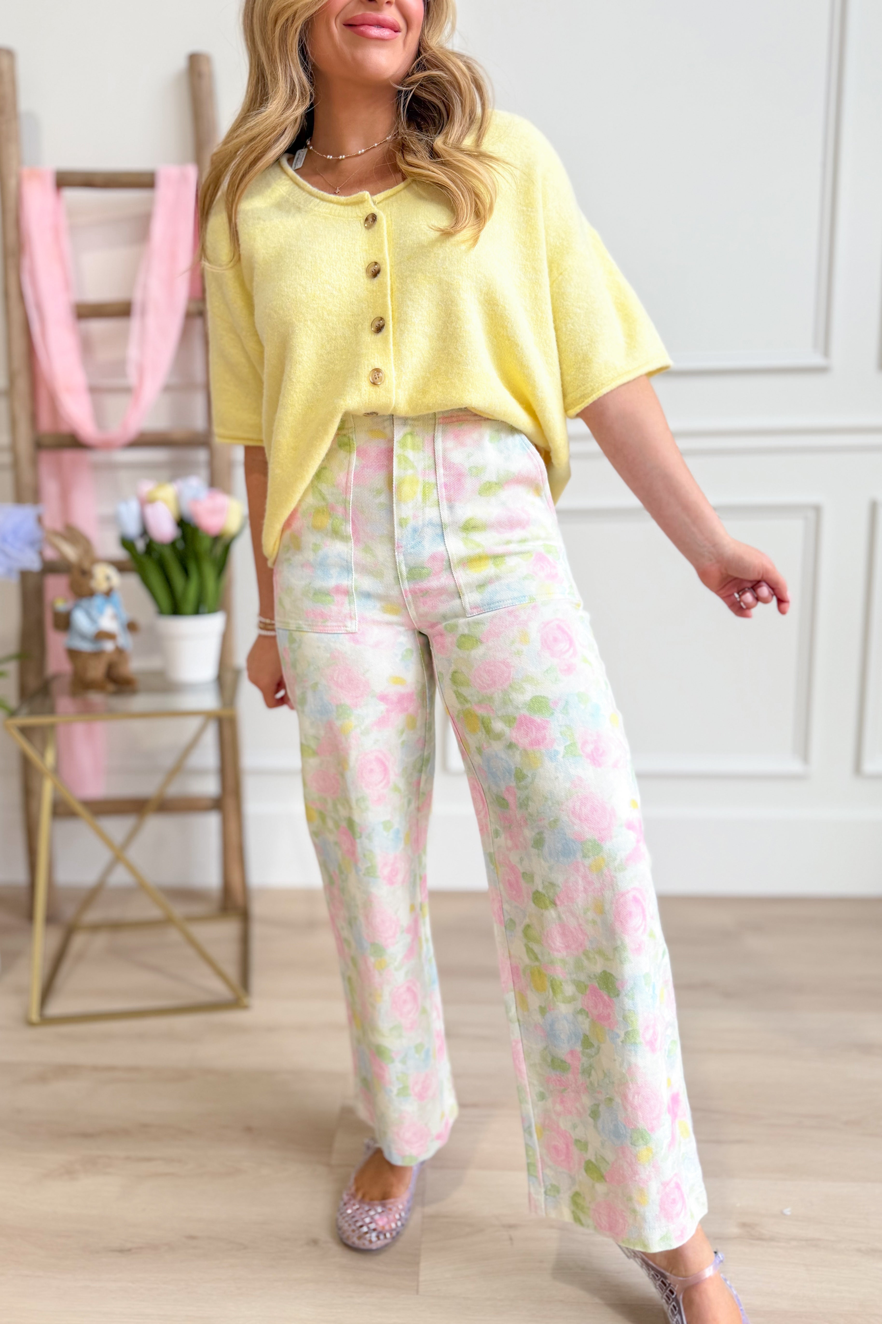 Lola Floral Water Color Printed Jean - Be You Boutique