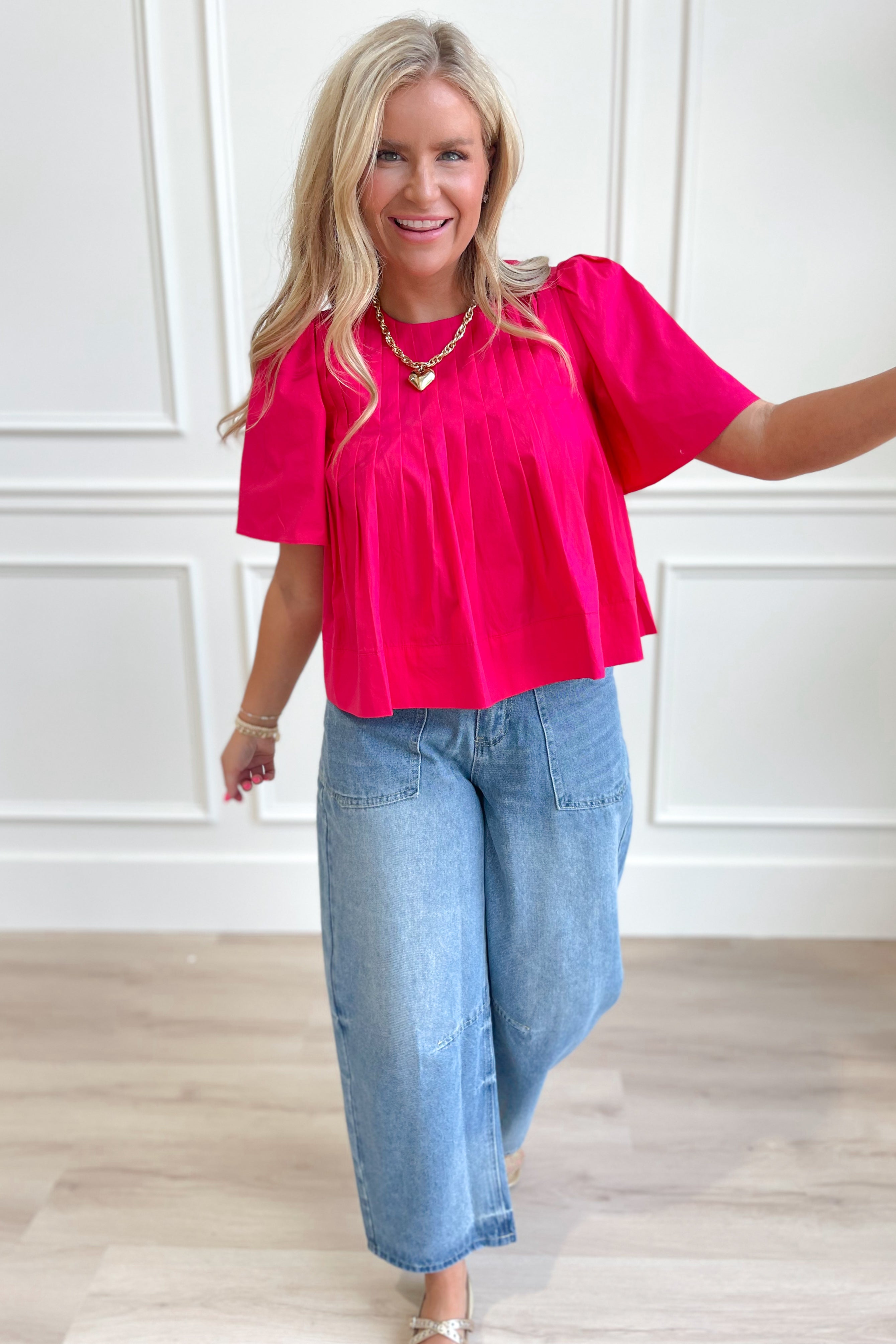 Lulu Pleated Short Sleeve Top - Be You Boutique