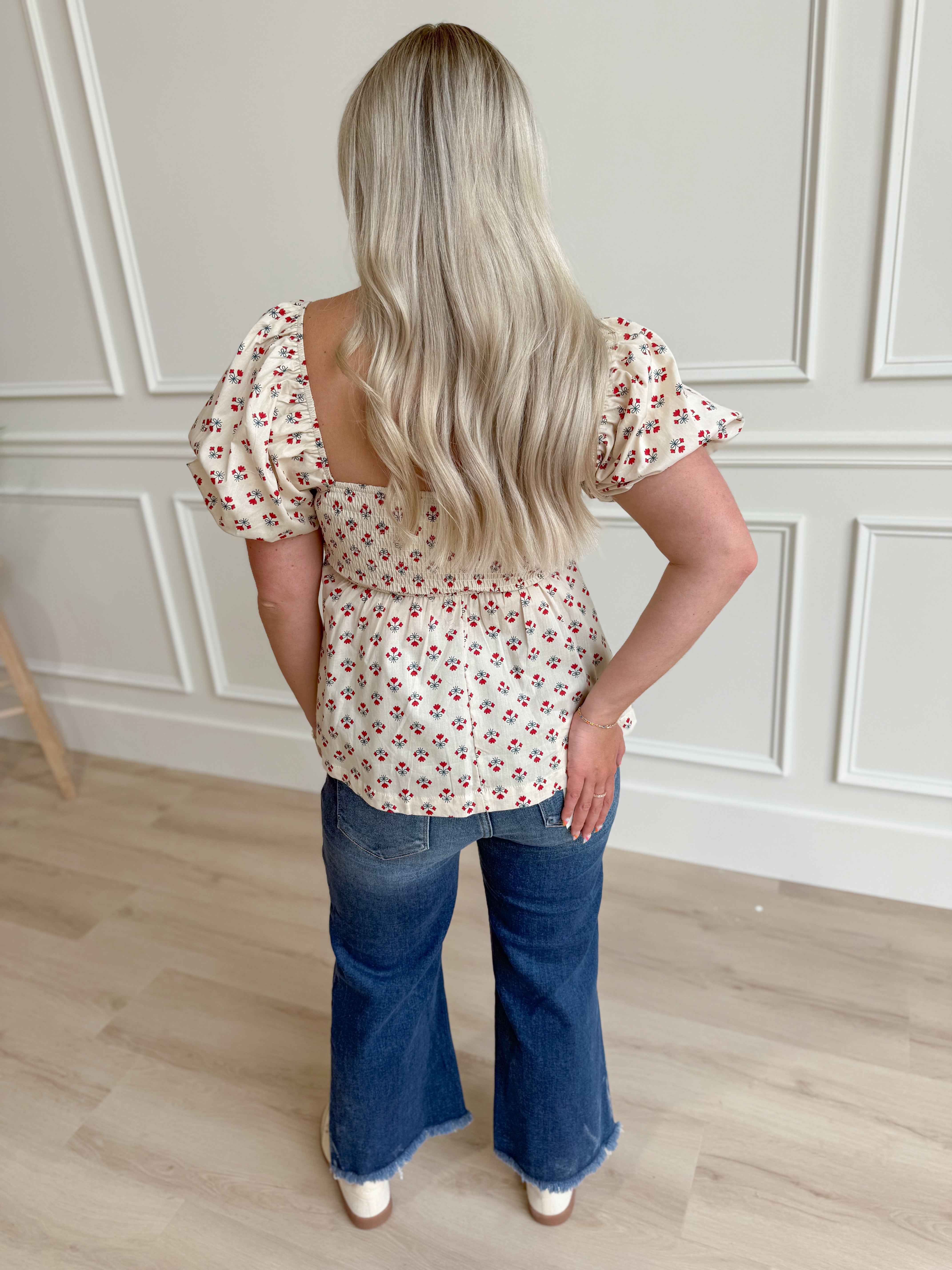 Brianna Floral Square Neck Top - Be You Boutique