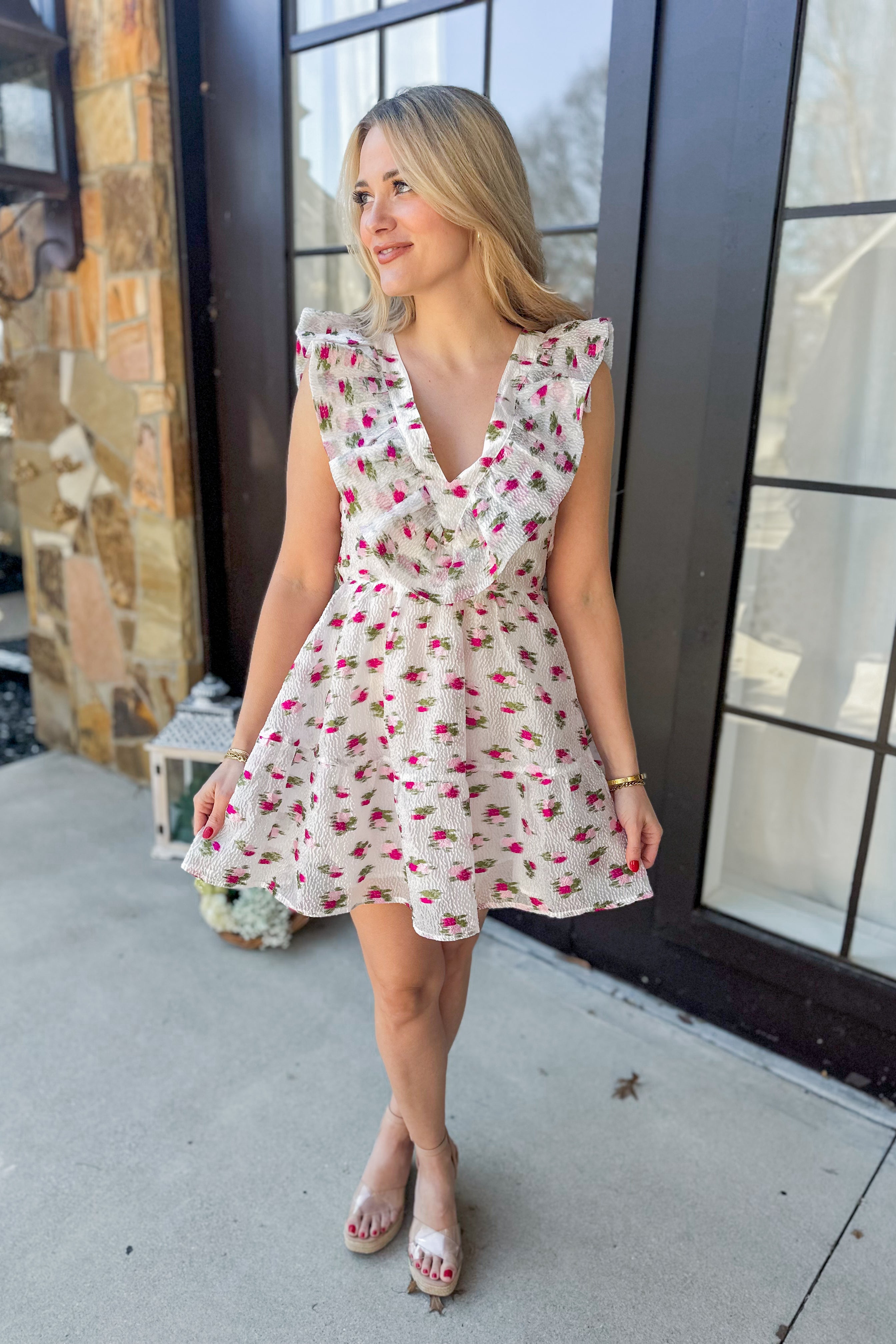 BuddyLove Calla Lily Madsison Ruffle Sleeve Short Dress - Be You Boutique