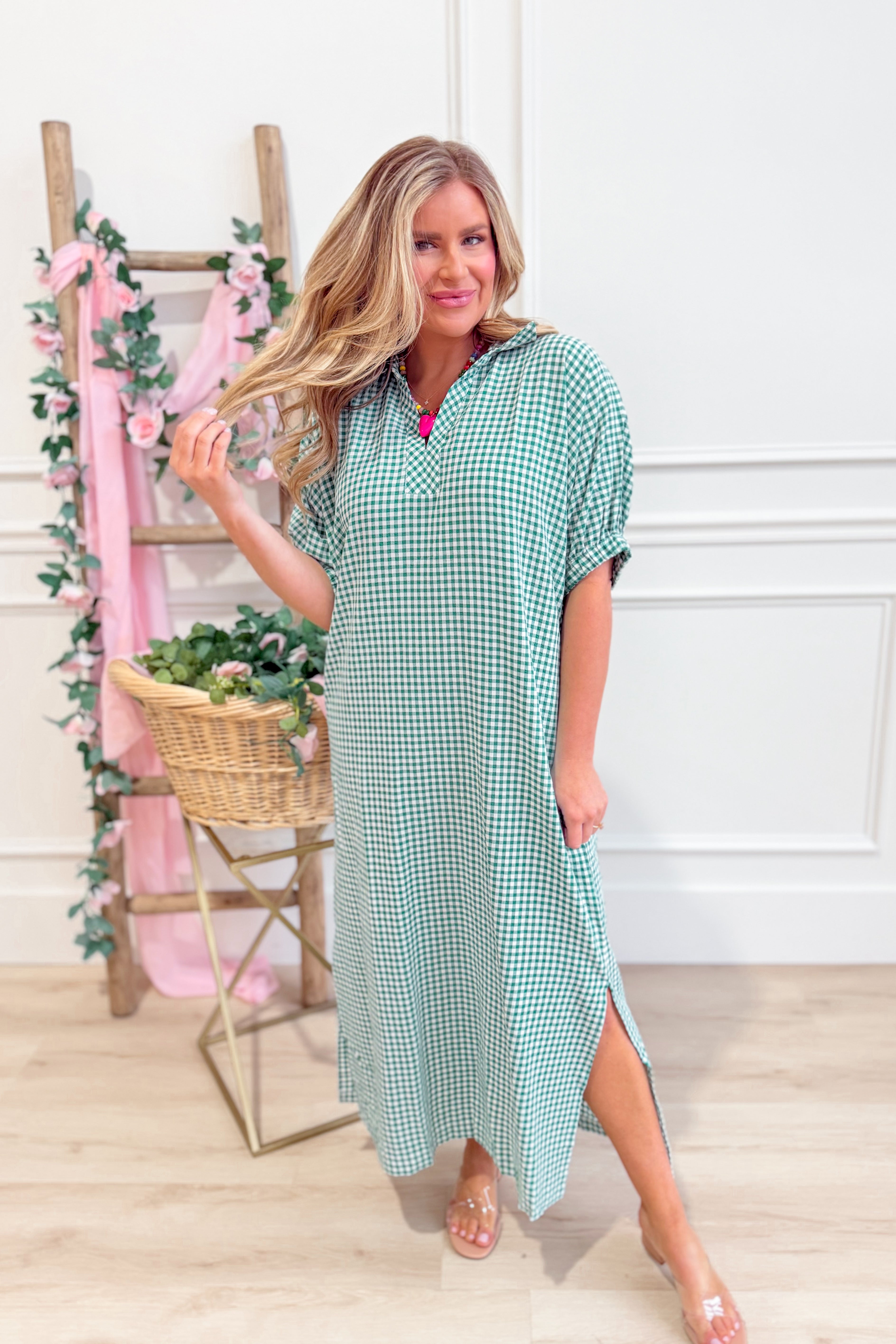Casi Gingham Checkered Maxi Dress - Be You Boutique