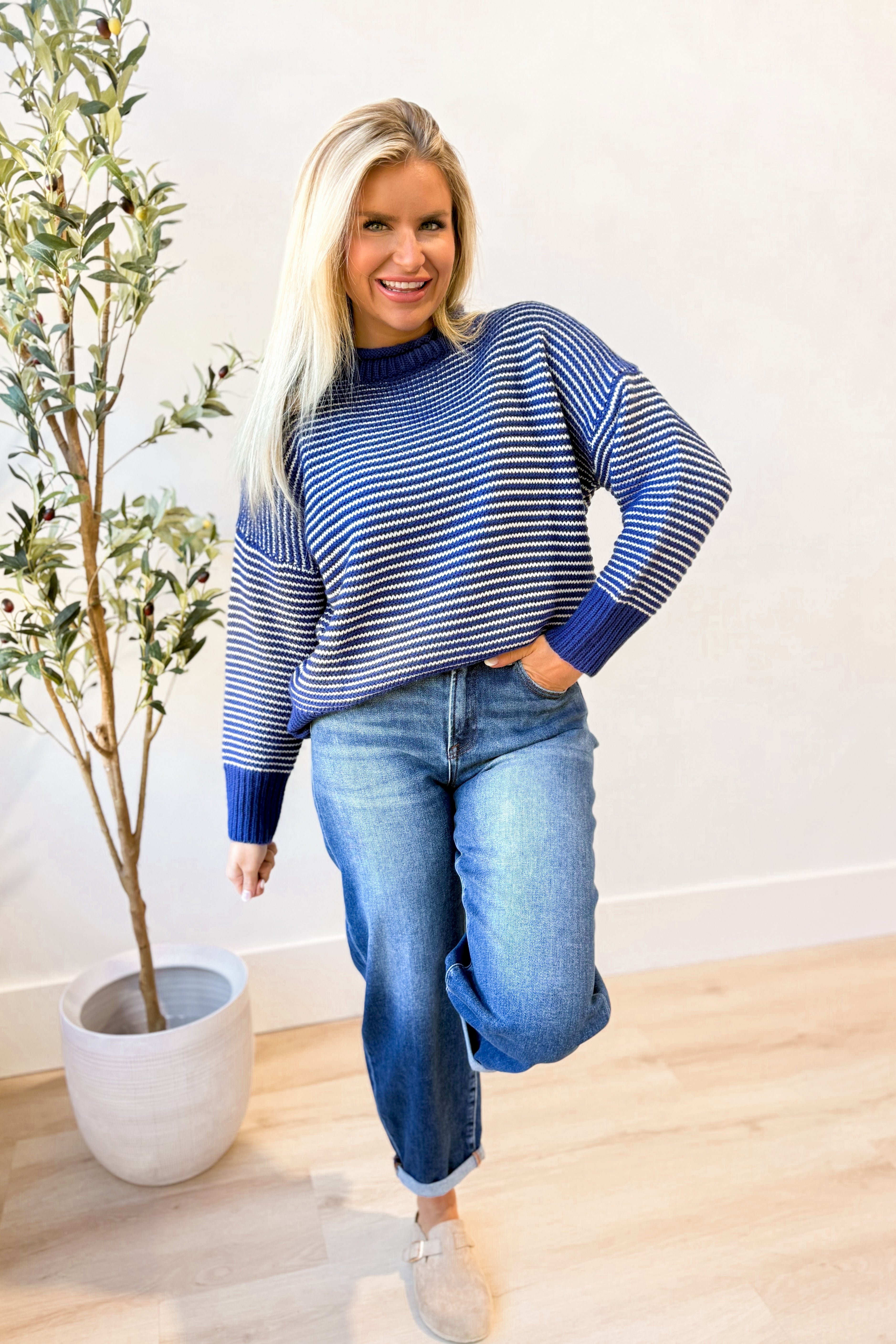 Mia Striped Sweater Top - Be You Boutique