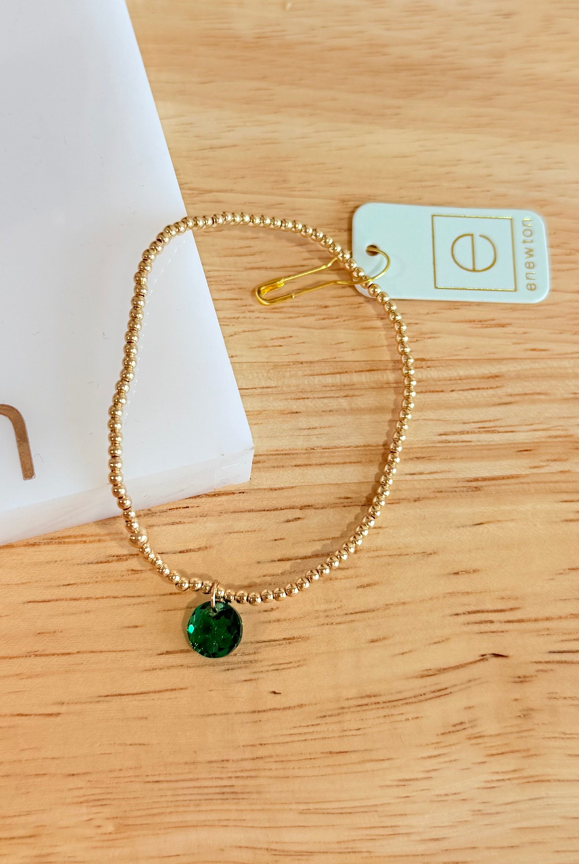 Enewton 2mm Classic Birthstone bracelet featuring colorful round gemstones on a delicate chain.