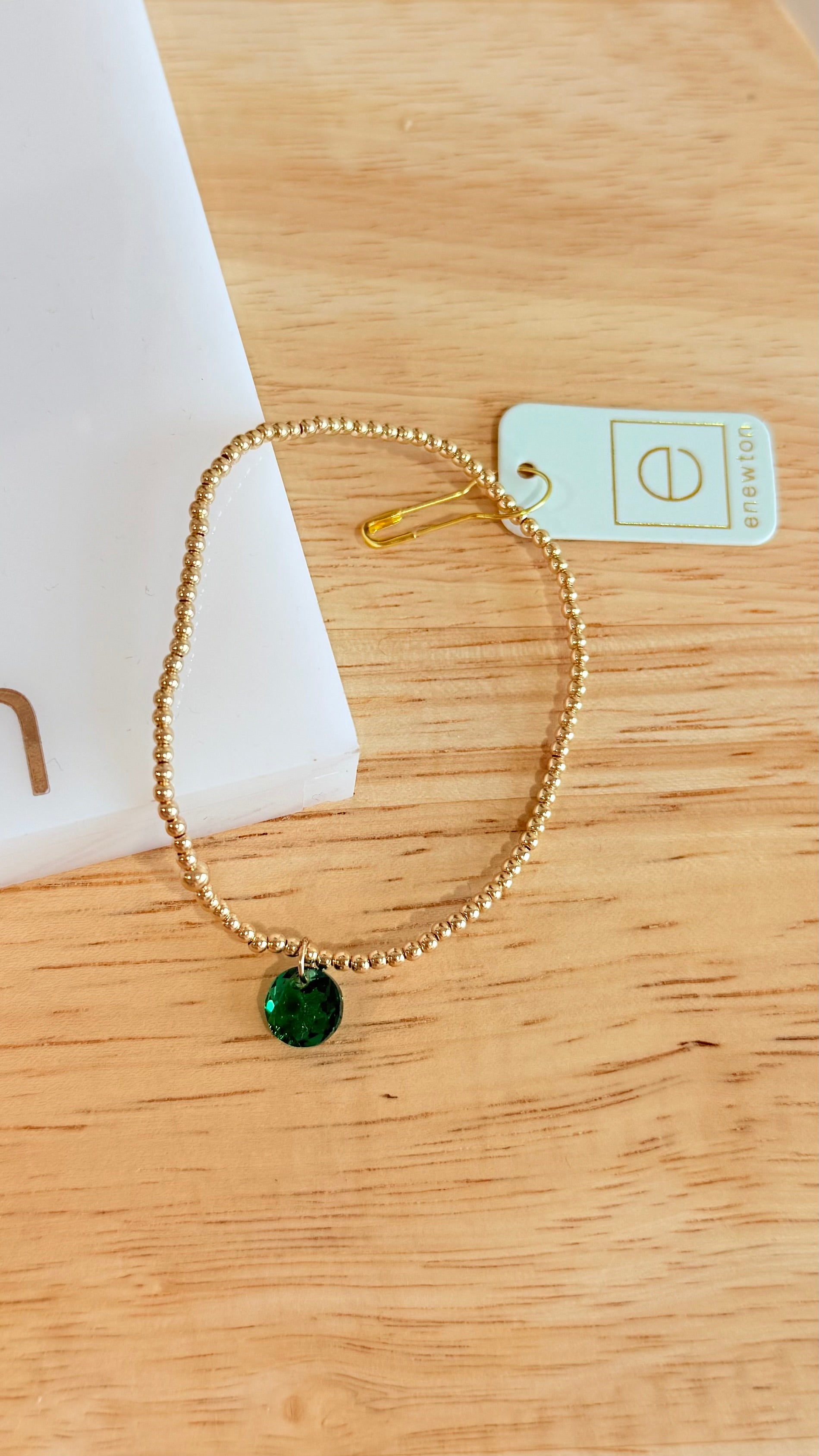 Enewton 2mm Classic Birthstone bracelet featuring colorful round gemstones on a delicate chain.