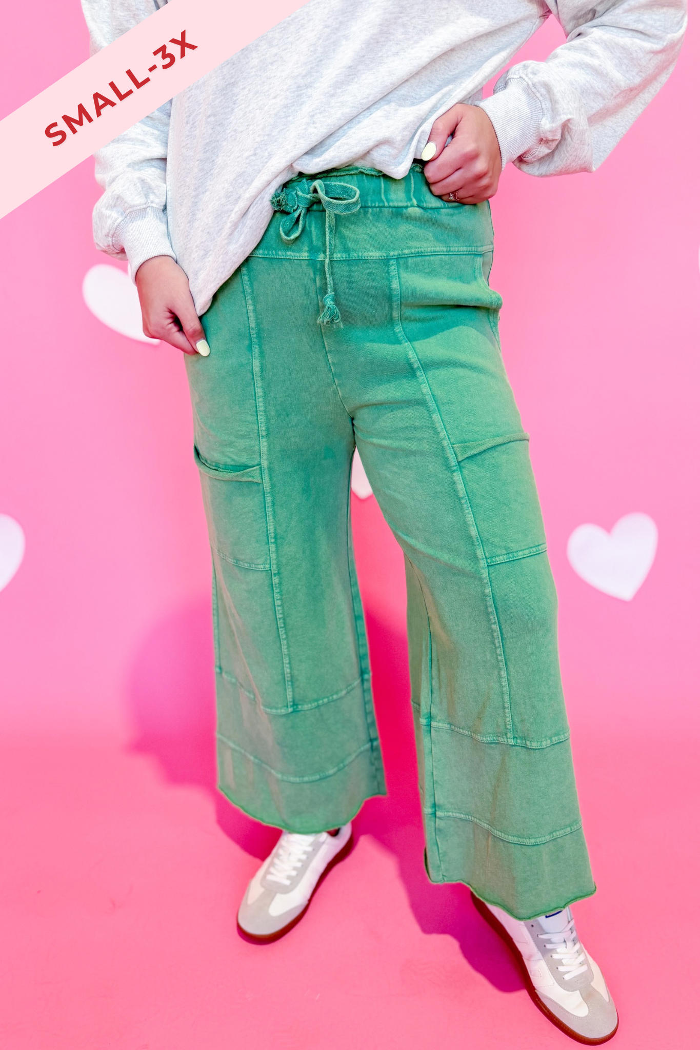 EASEL Bradley mineral washed terry knit wide-leg pants in neutral tones, relaxed fit, waistband detail, casual style, available in multiple sizes