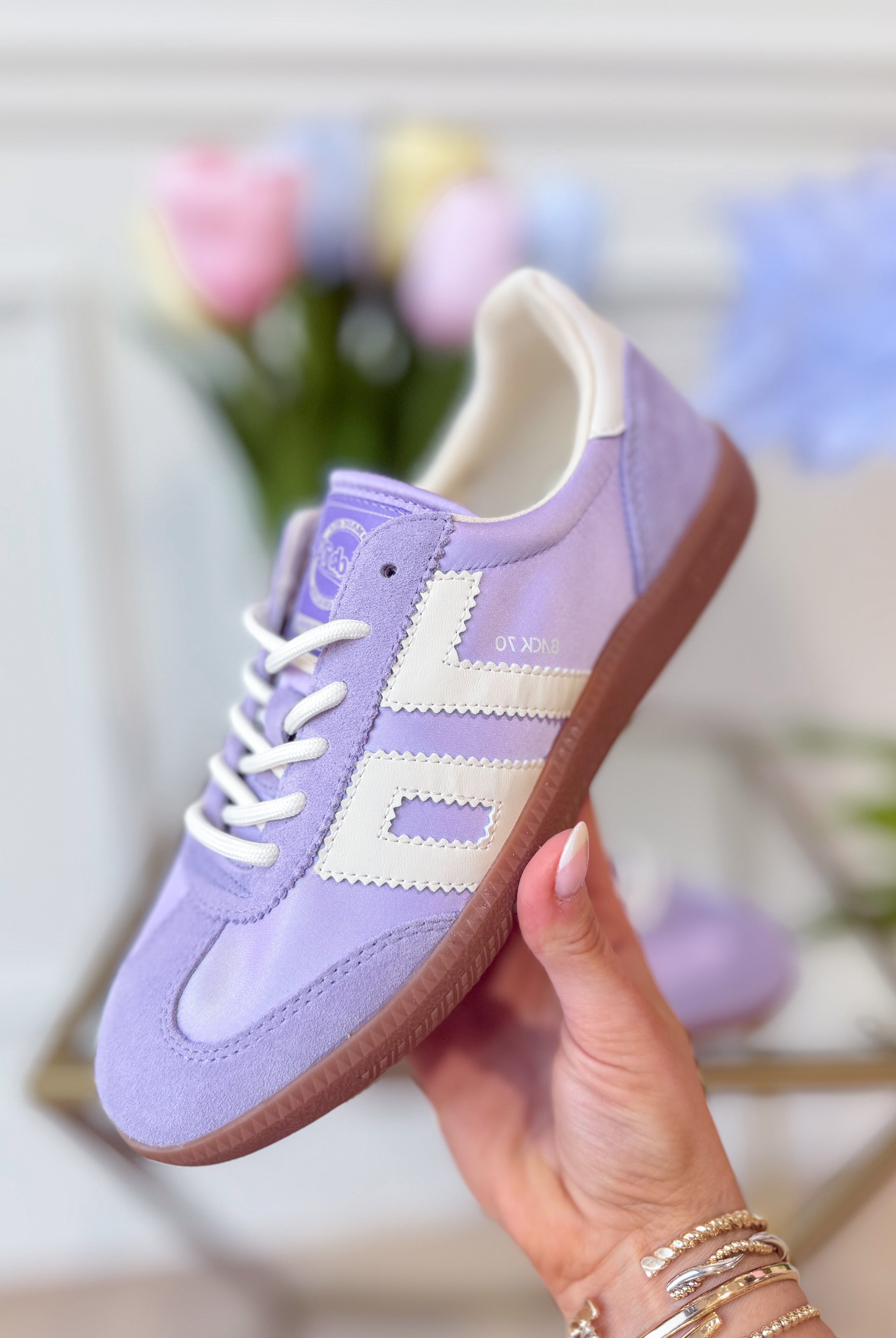 BACK70 Ghost Sneakers in violet with 205 design, featuring sleek sneaker silhouette and stylish purple color.