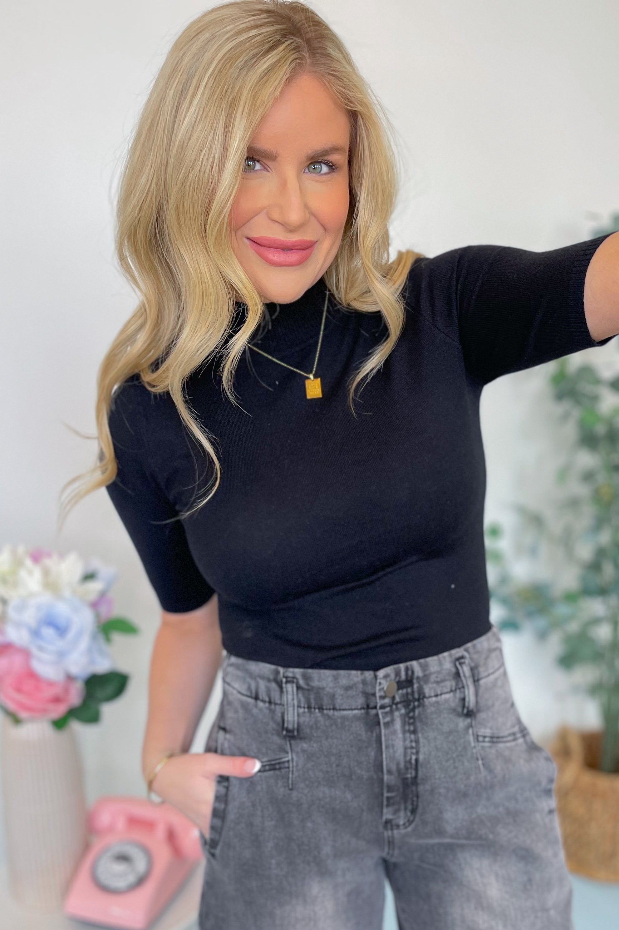 Olivia Fitted Turtle Neck Sweater Knit Top - Be You Boutique