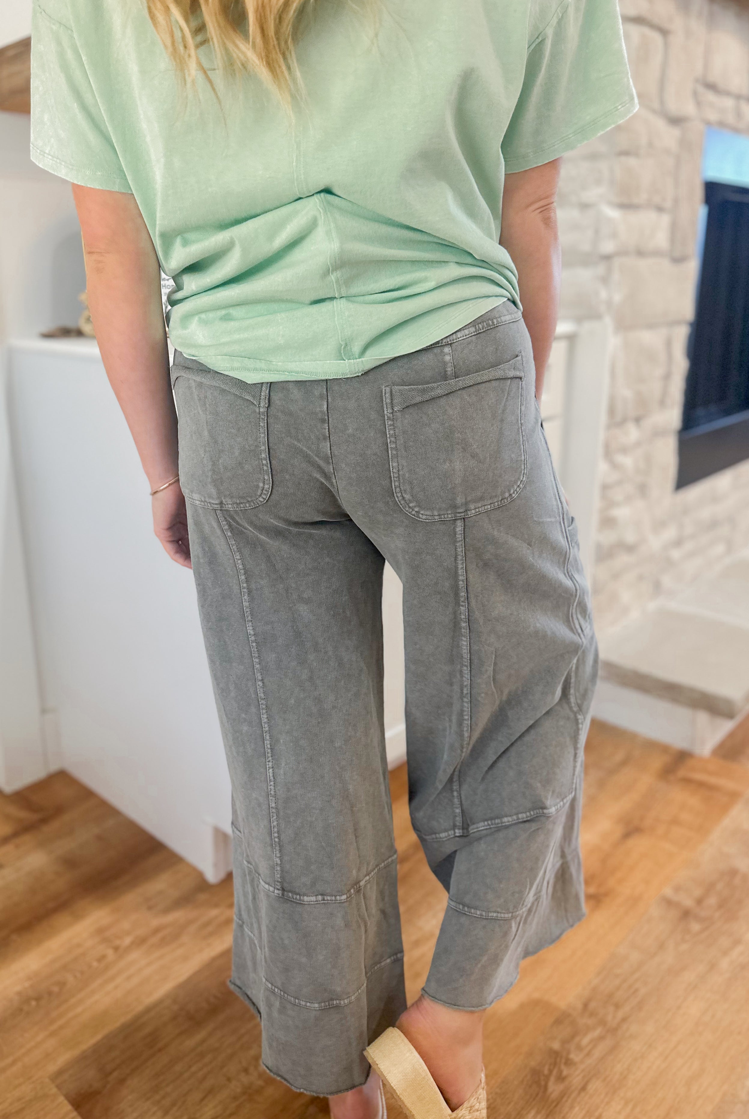 Bradley Mineral Washed Terry Knit Wide Leg Pants - Be You Boutique