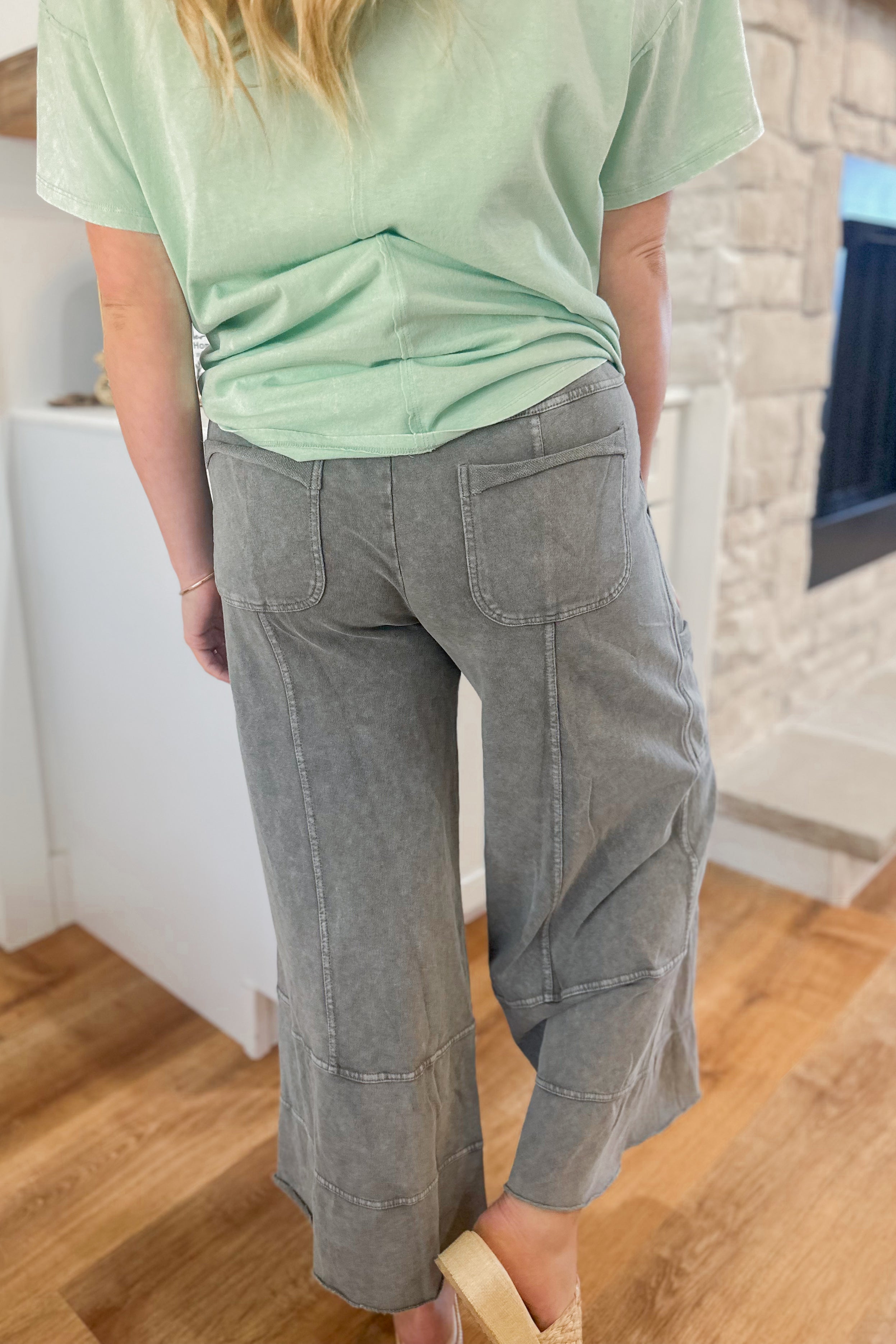 Bradley Mineral Washed Terry Knit Wide Leg Pants - Be You Boutique