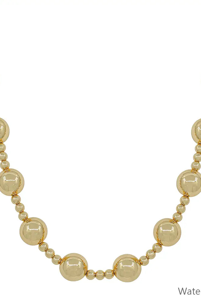 Large Gold Beaded 14mm Ball w/ 5mm Beaded Chain - Be You Boutique