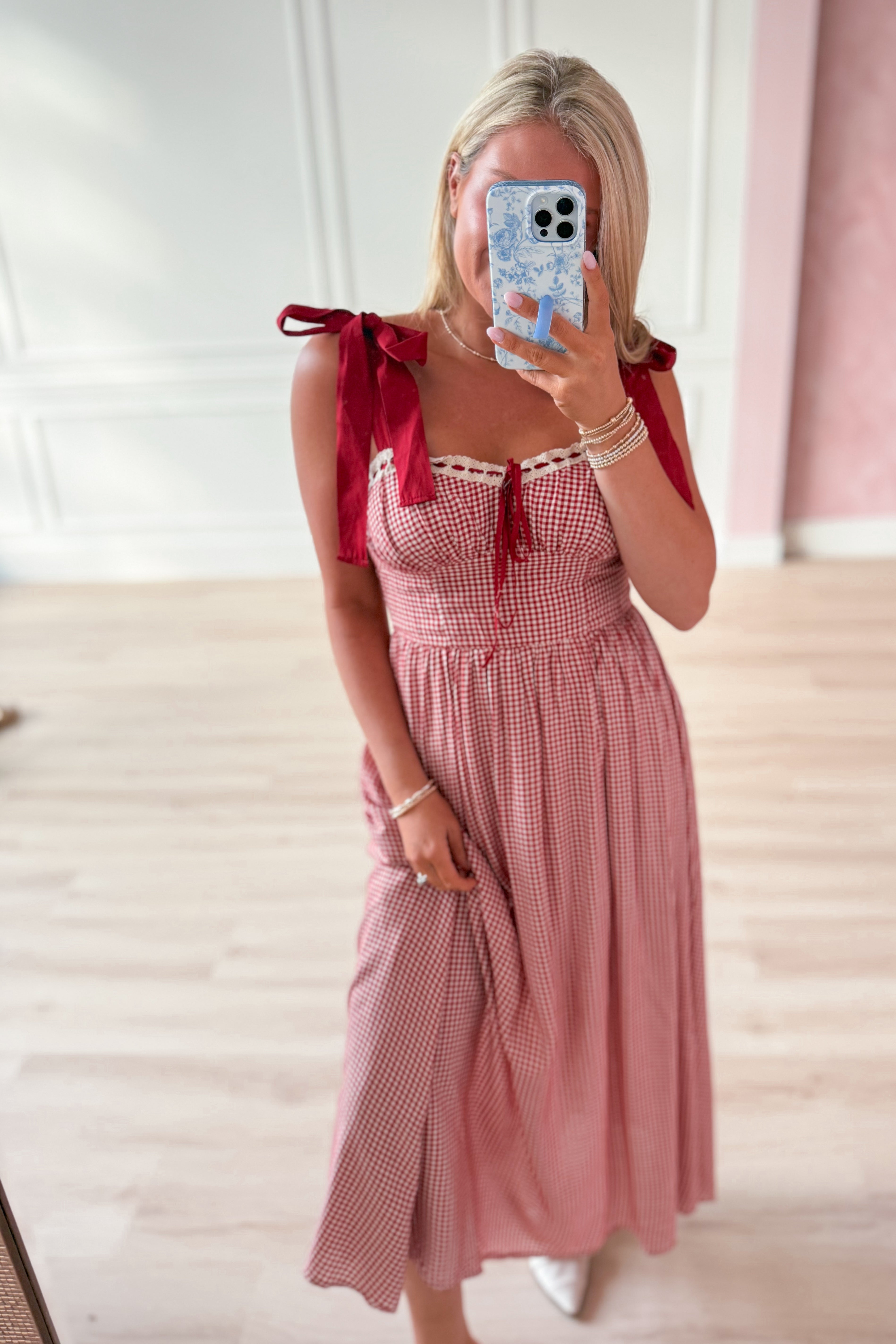 Kaitlyn Plaid Lace Detail Midi Dress - Be You Boutique