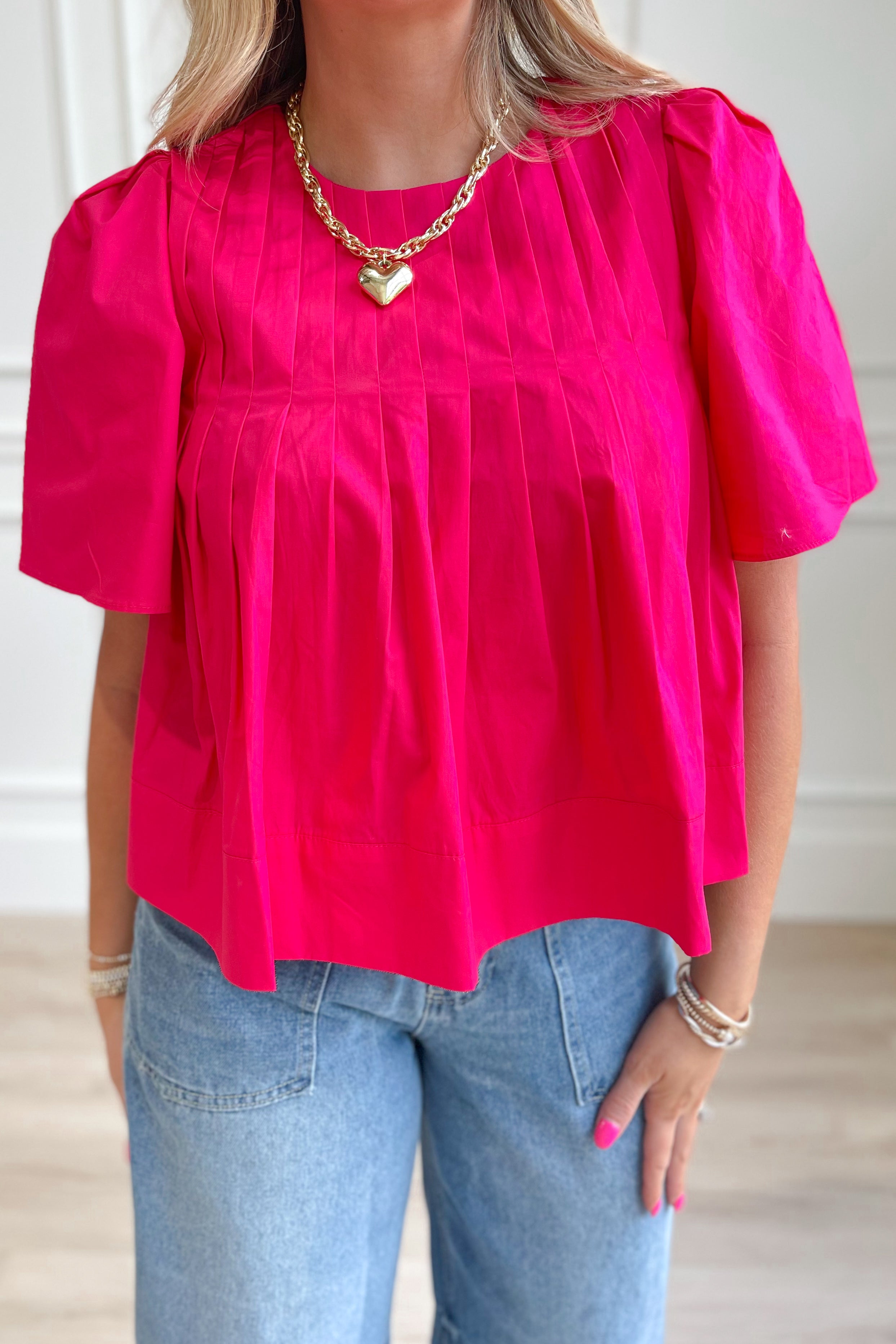 Lulu Pleated Short Sleeve Top - Be You Boutique