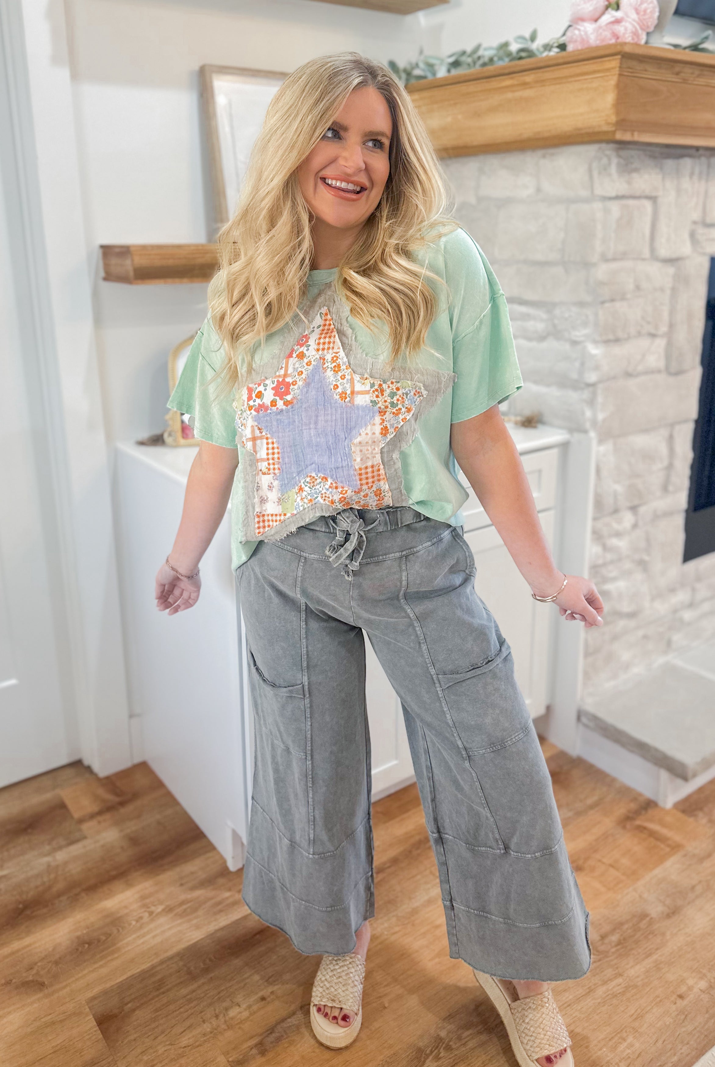 Bradley Mineral Washed Terry Knit Wide Leg Pants - Be You Boutique