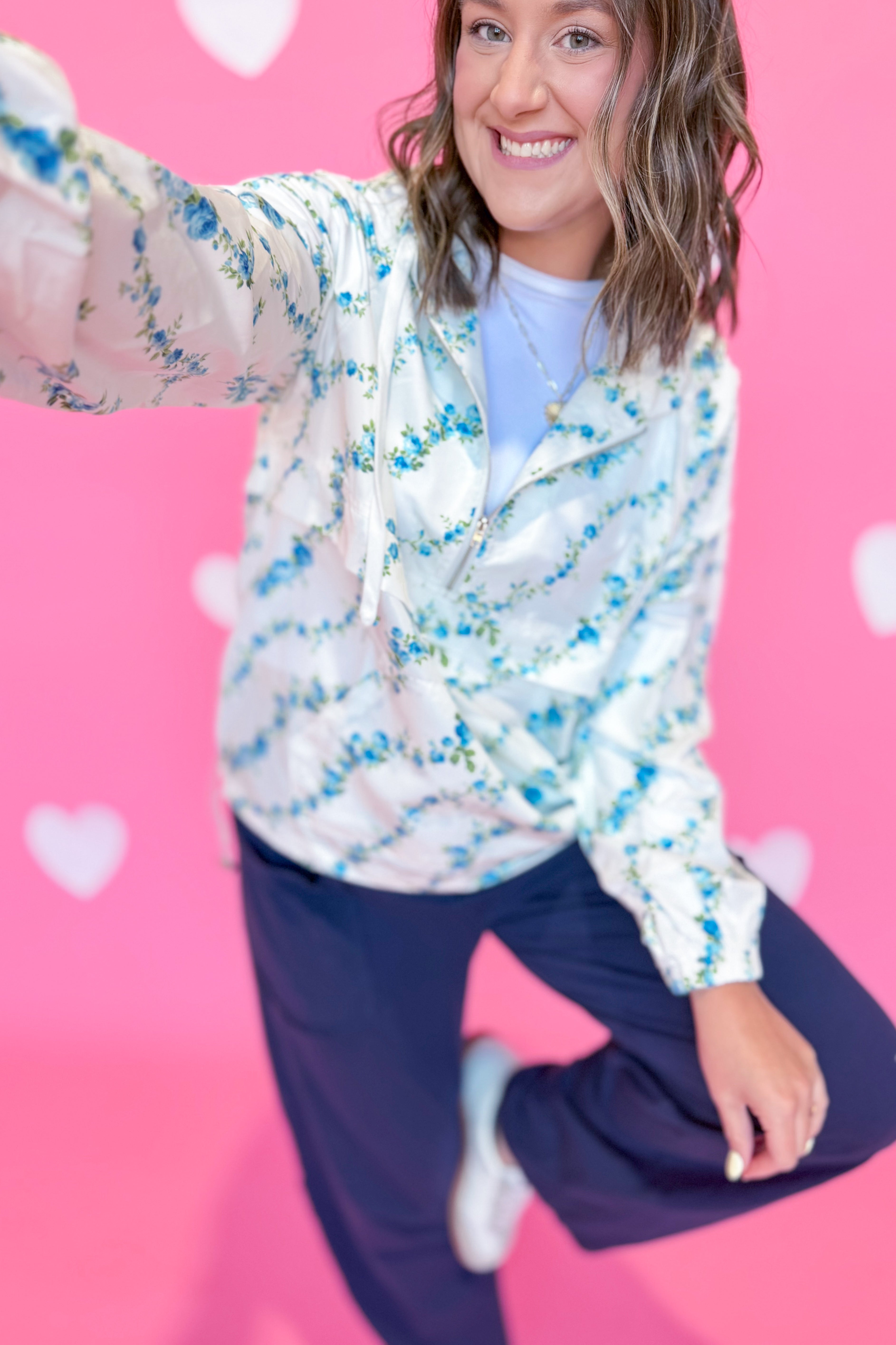 Augusta Floral Print Long Sleeve Windbreaker Jacket - Be You Boutique