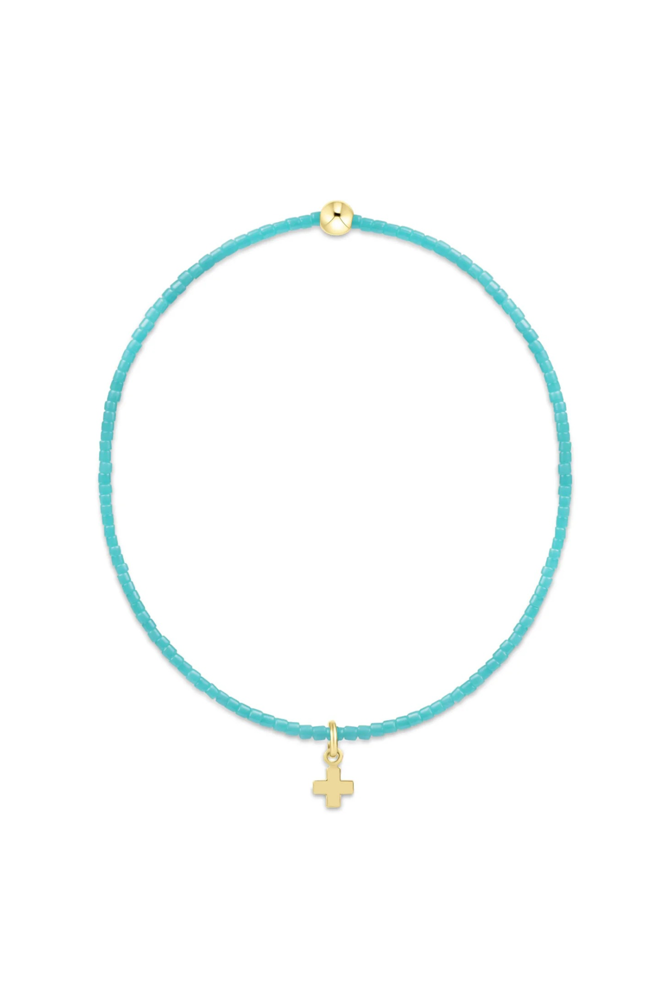 Enewton turquoise hope classic signature cross charm bracelet featuring a silver chain and a turquoise cross pendant.