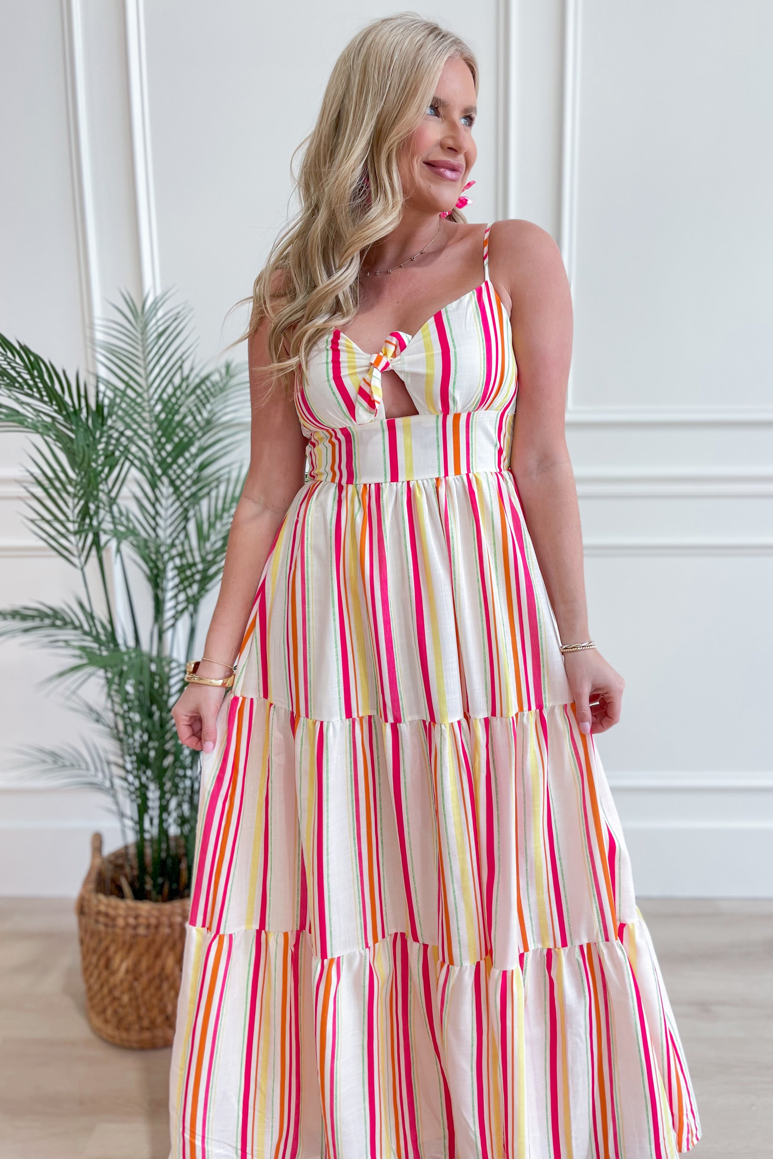 Lexy Striped Front Tie Maxi Dress - Be You Boutique