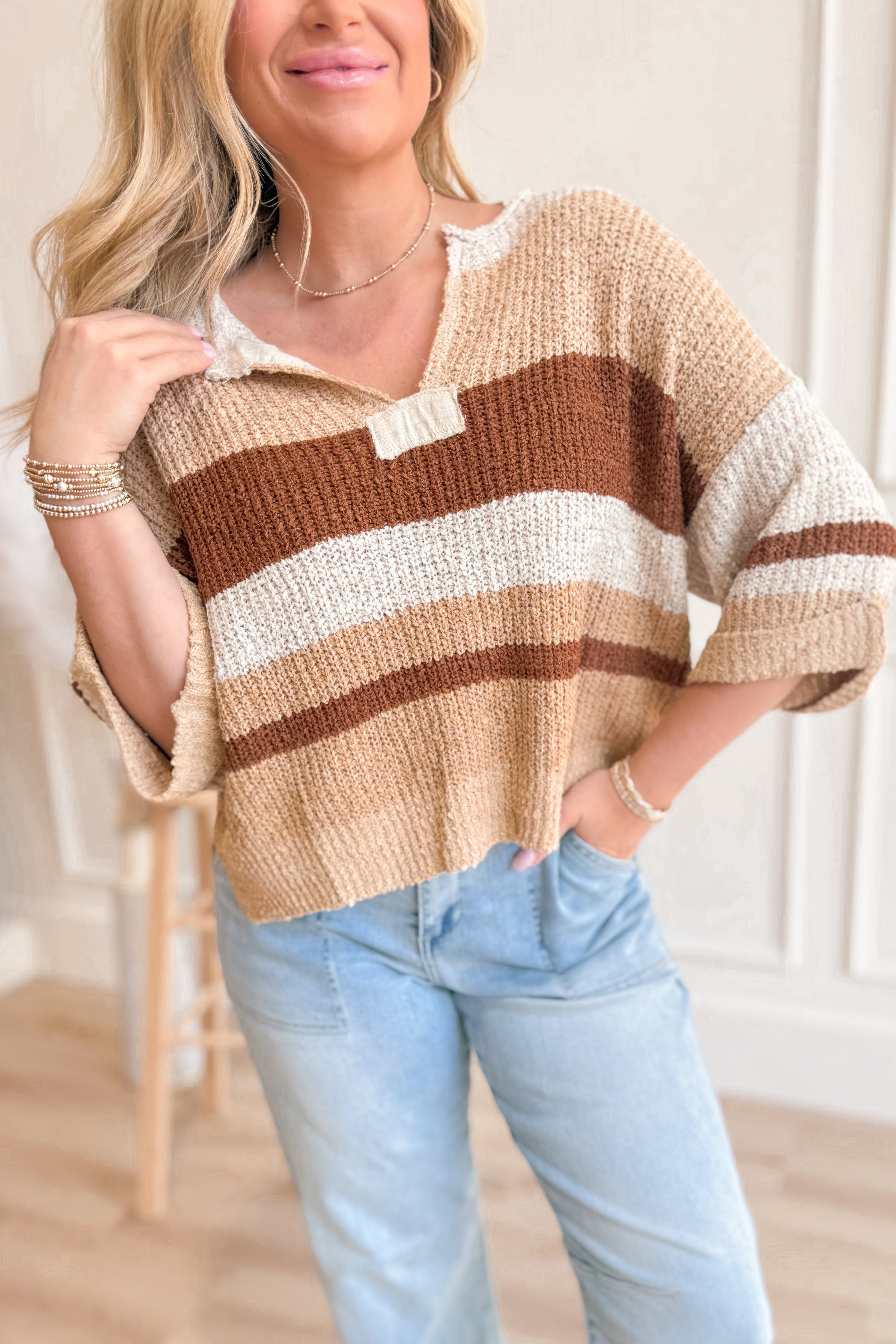 Piper Striped Knit Sweater - Be You Boutique