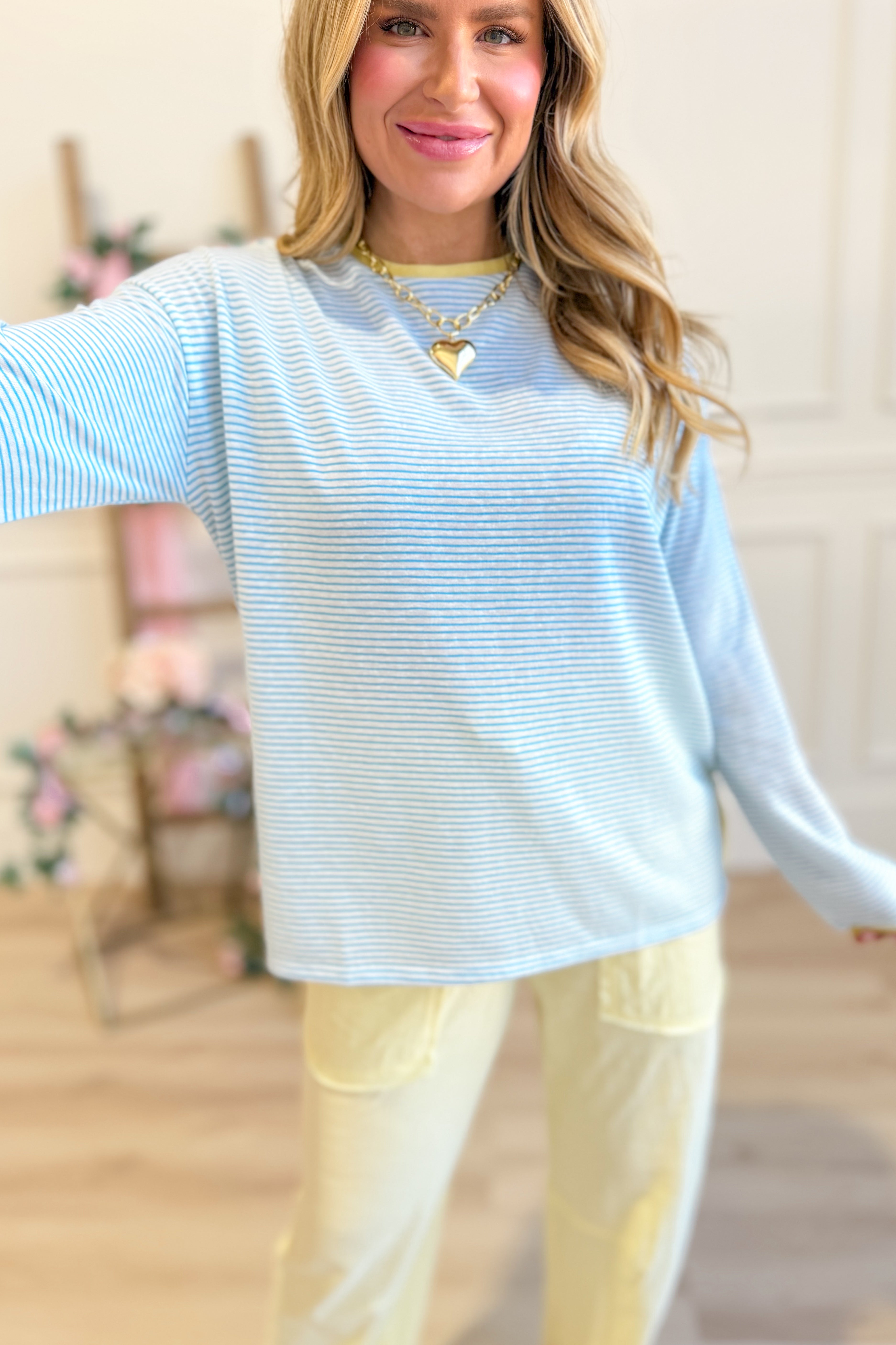 Olivia Striped Contrasted Trim Long Sleeve - Be You Boutique