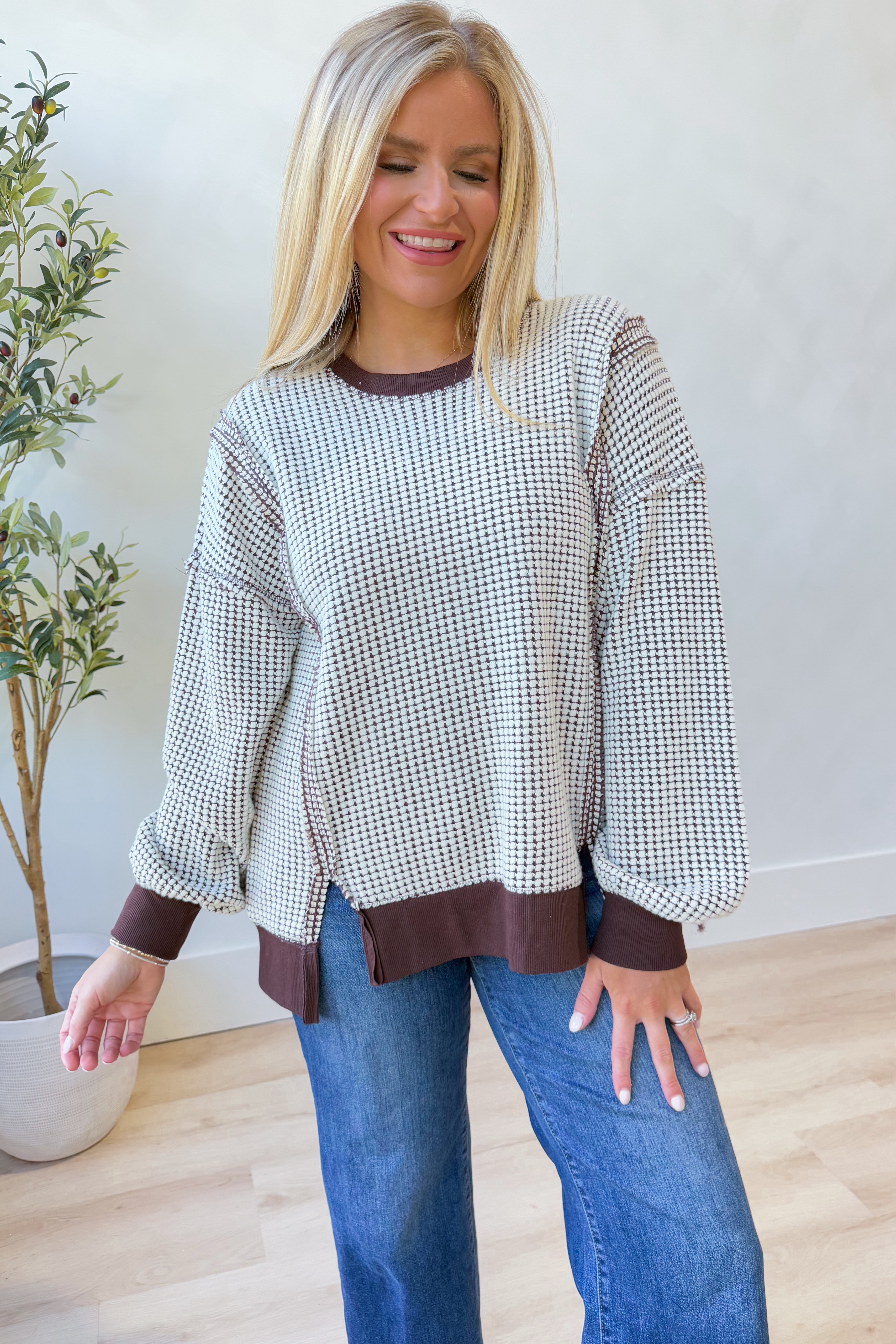 Natalia Oversized Waffle Knit Pullover - Be You Boutique