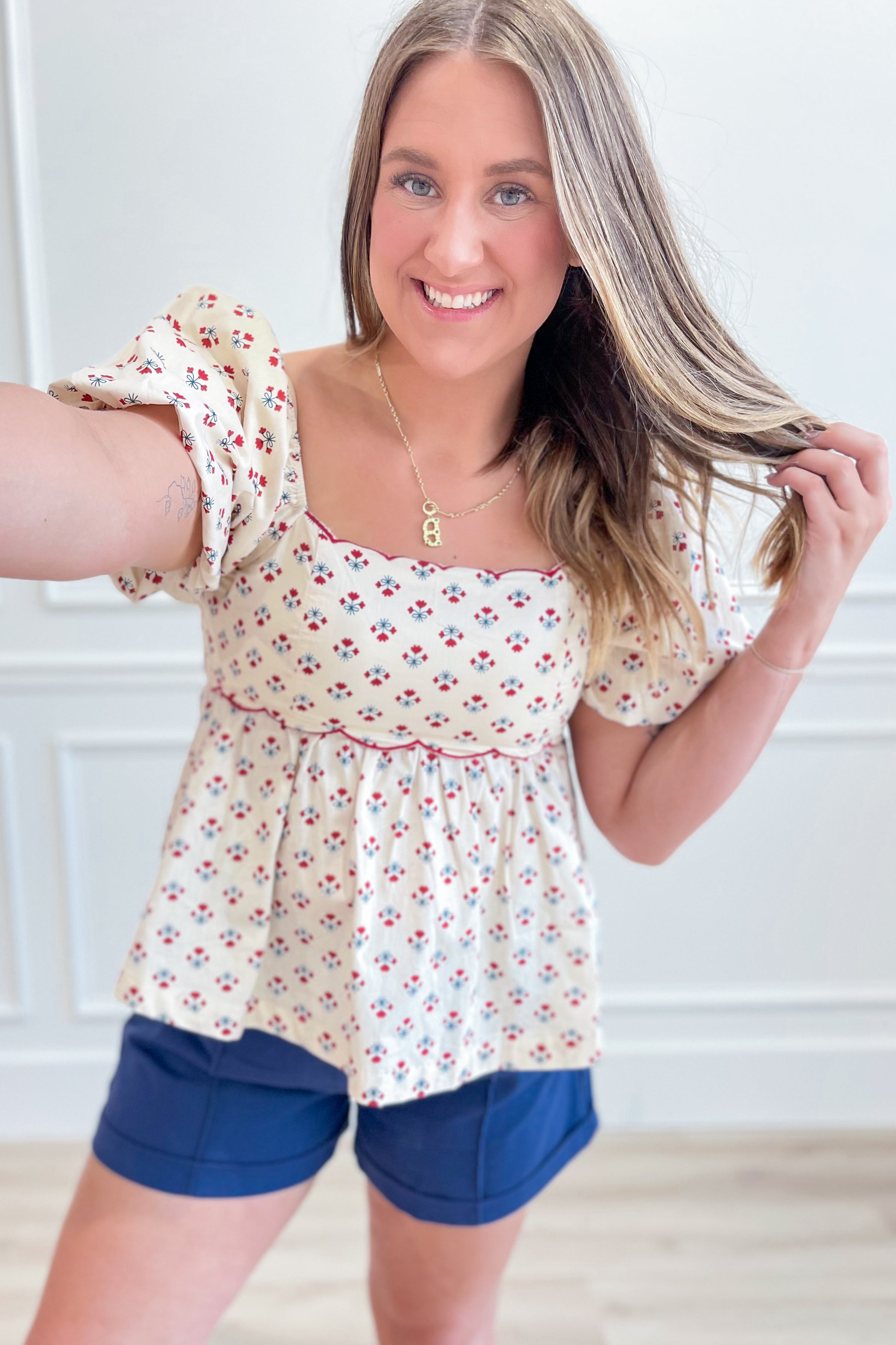 Brianna Floral Square Neck Top - Be You Boutique