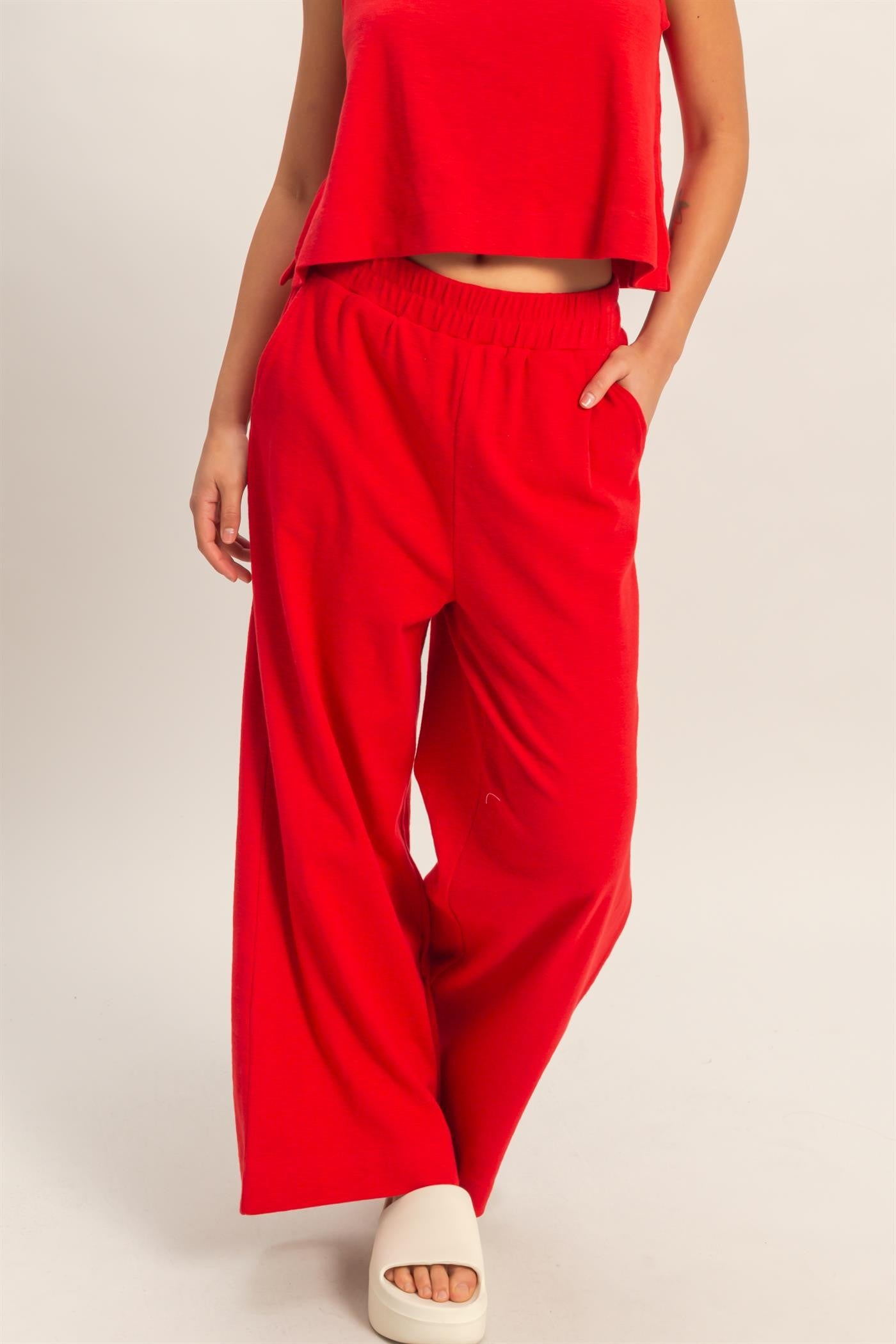 HYFVE Bilinda Cozy Wide Leg Pant in 156 Pants style, showing soft fabric and relaxed fit in a neutral color.