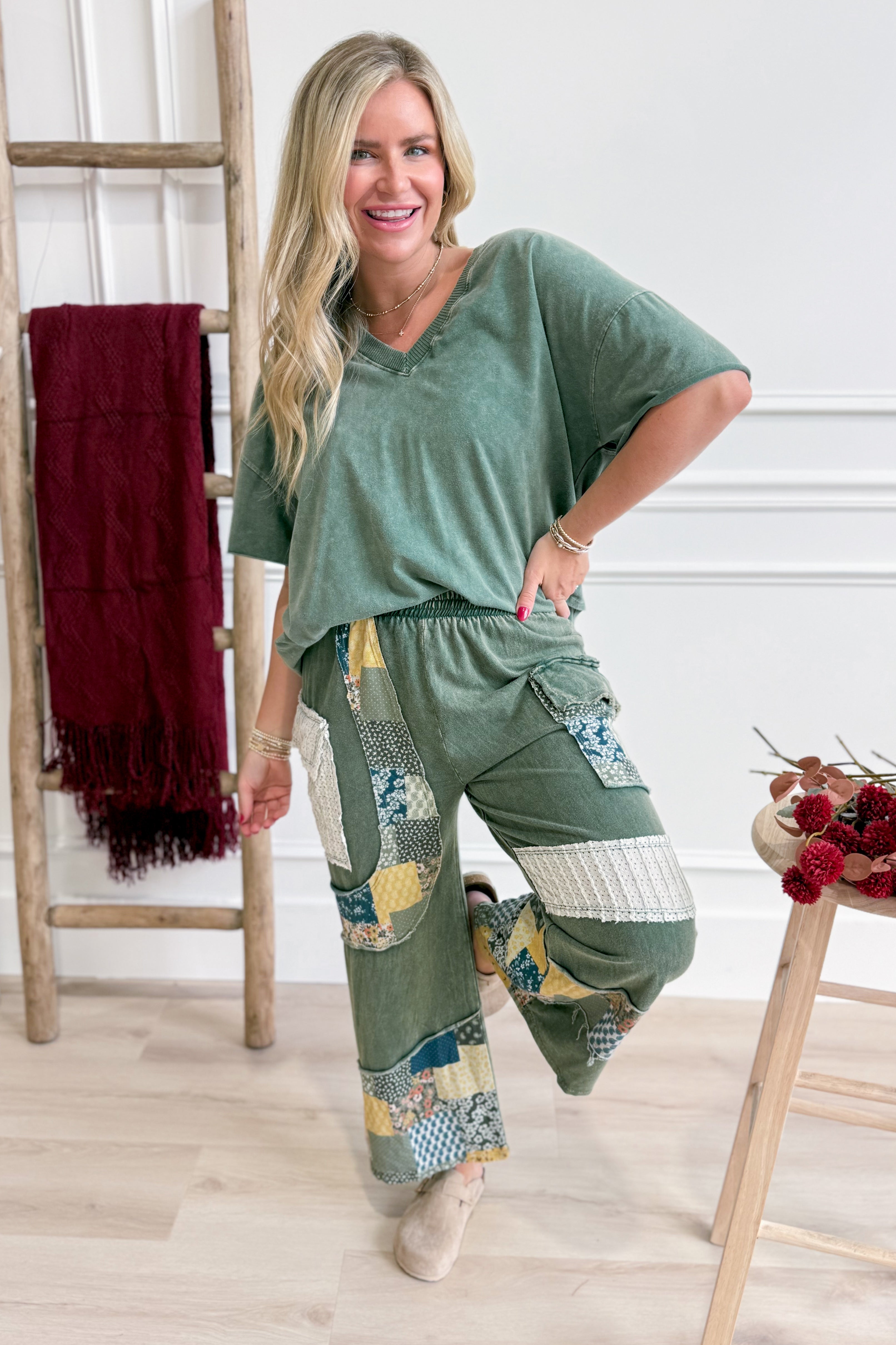 Betsy Mineral Wash V Neck Basic Top - Be You Boutique