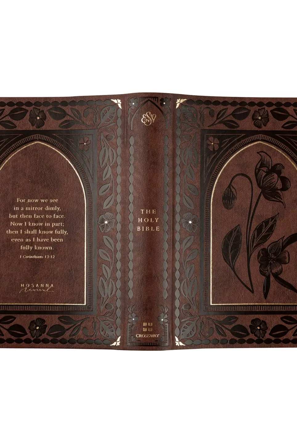 ESV Palma Theme Journaling Bible by HOSANNA REVIVAL featuring decorative floral accents and journaling space on high-quality paper