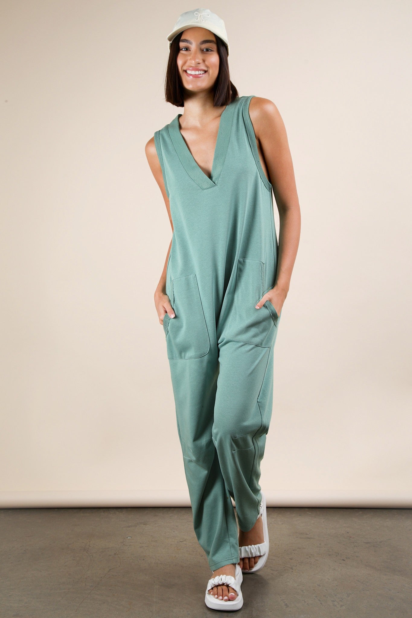 Sheila V Neck Front Pocket Jumpsuit - Be You Boutique