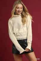 Ariana Ribbed Mock Neck Ruffle Trim Long Sleeve Top - Be You Boutique