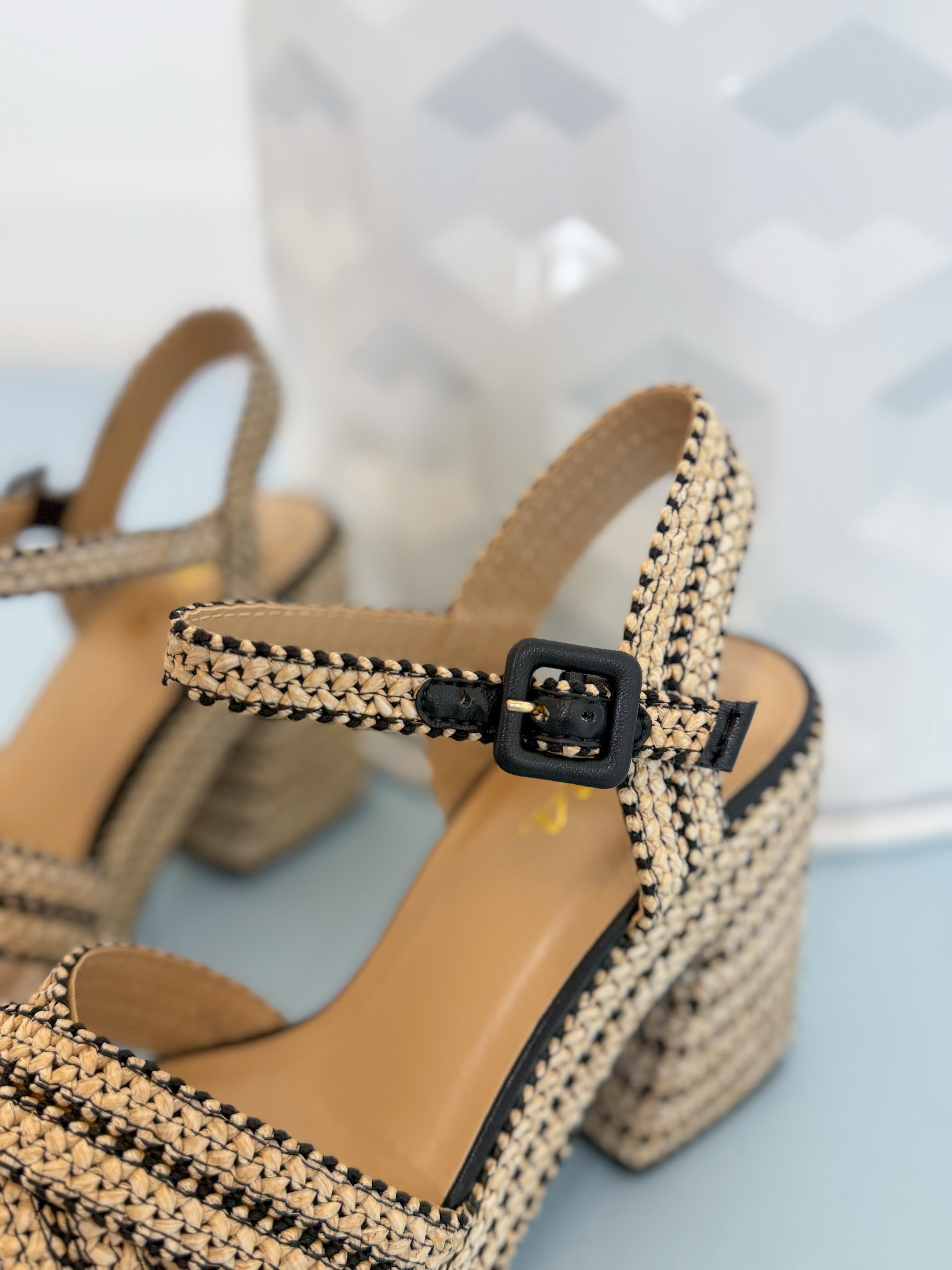 Soda Yara Raffia Braided Platform Heel - Be You Boutique