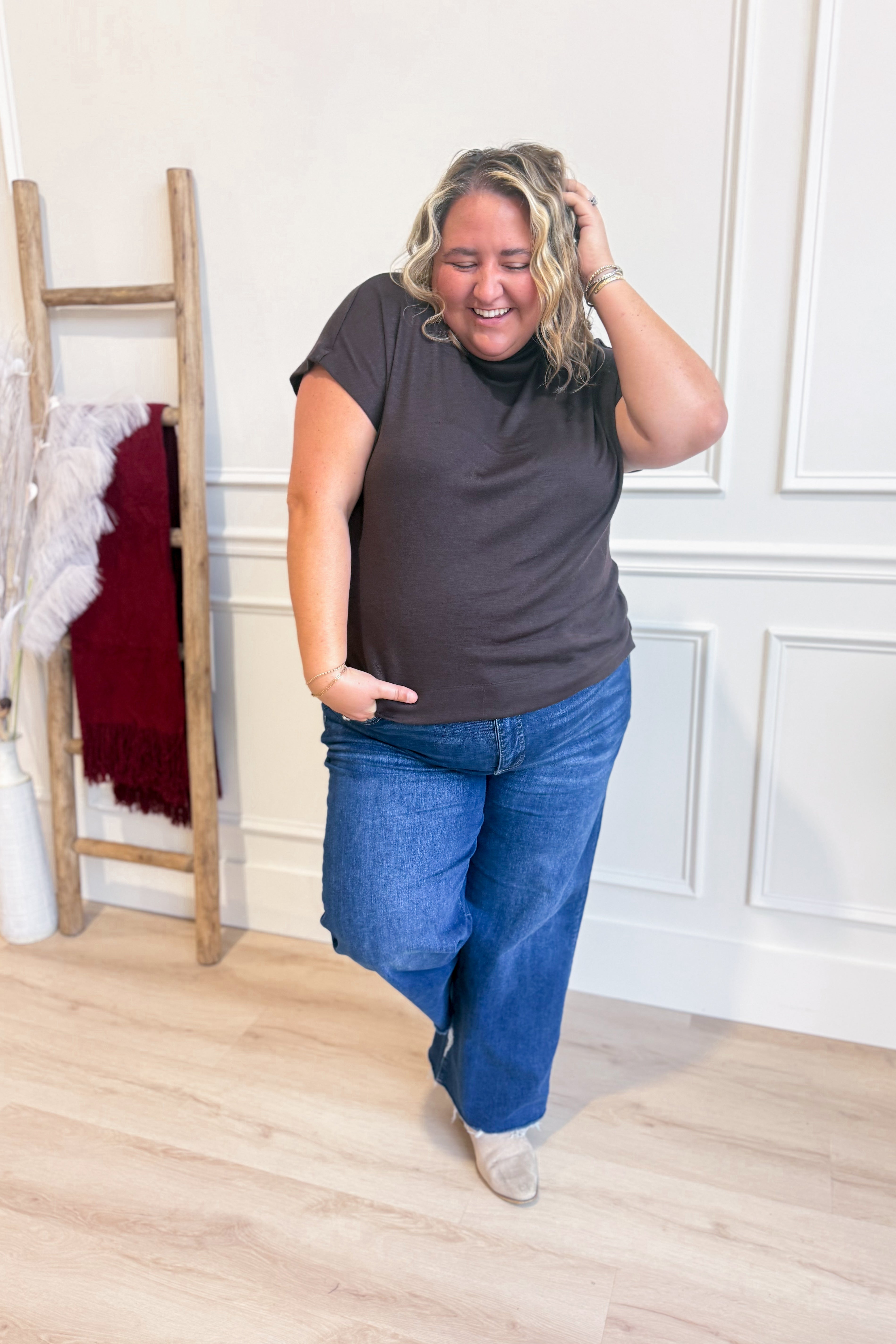 Sarah Solid Knit Mock Neck Top - Be You Boutique