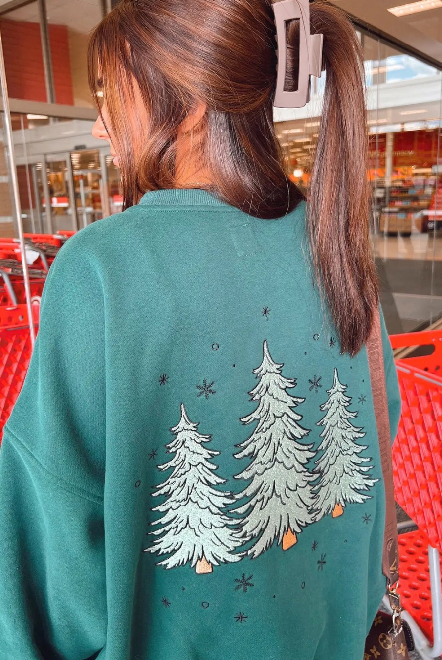 Pre-Order Christmas Tree Embroidered Crewneck Sweatshirt *waiting* - Be You Boutique