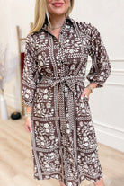 Ella Leafy Print Tie Waist Dress - Be You Boutique