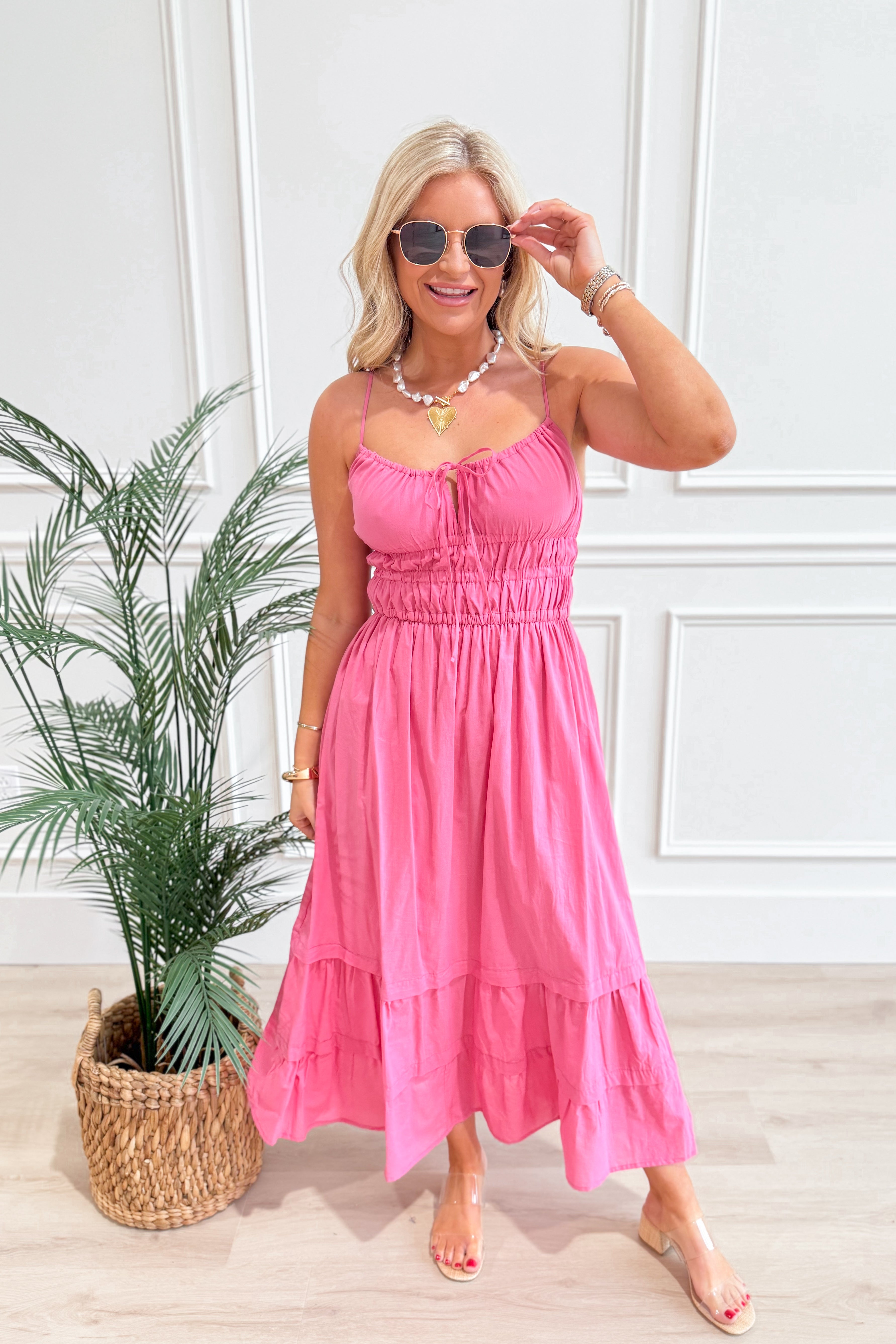 Logan Front Tie Ruffle Hem Maxi Dress - Be You Boutique