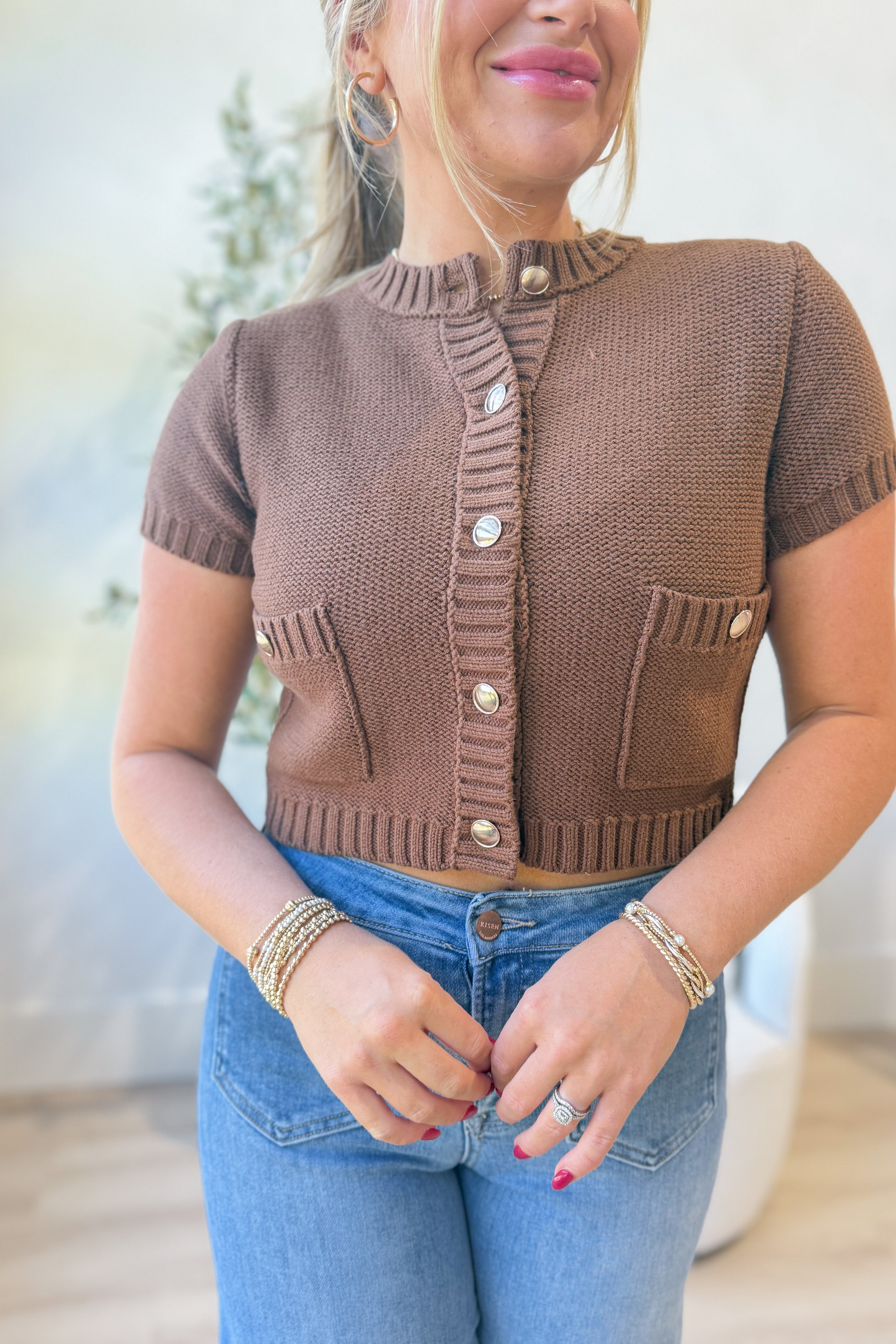 Penny Gold Button Down Cardigan - Be You Boutique