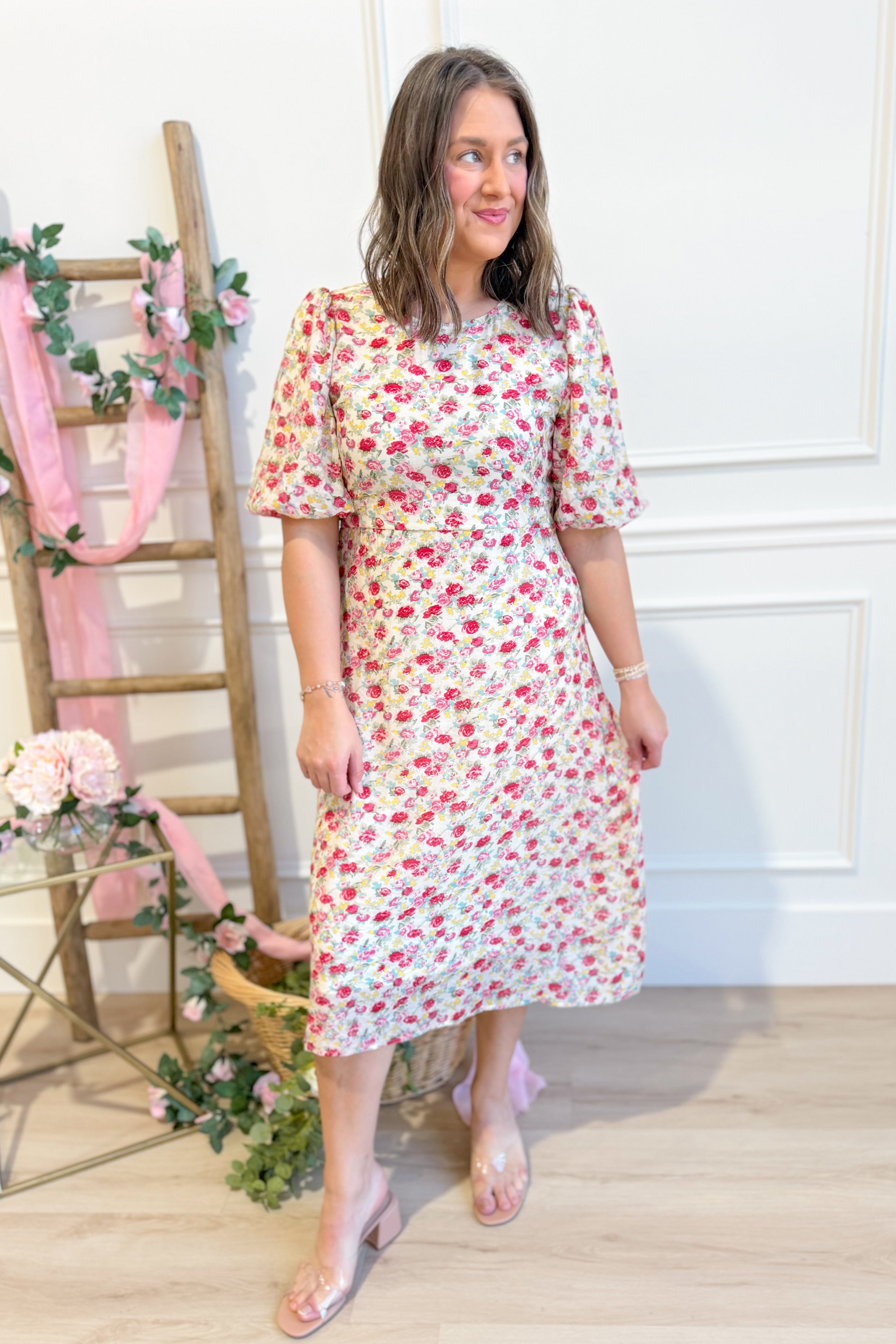 Wilma Floral Printed Puff Sleeve Dress - Be You Boutique