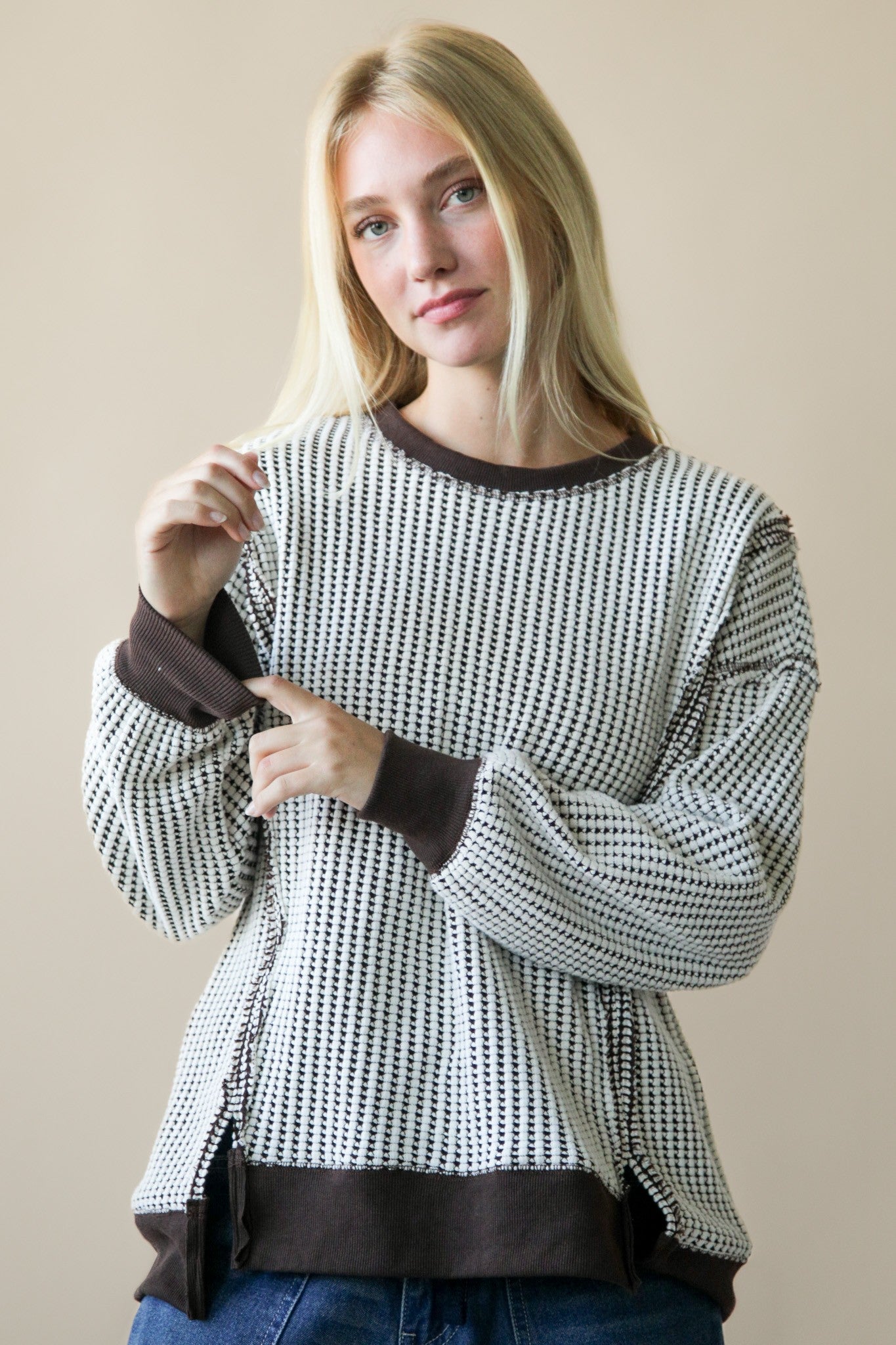 Natalia Oversized Waffle Knit Pullover - Be You Boutique