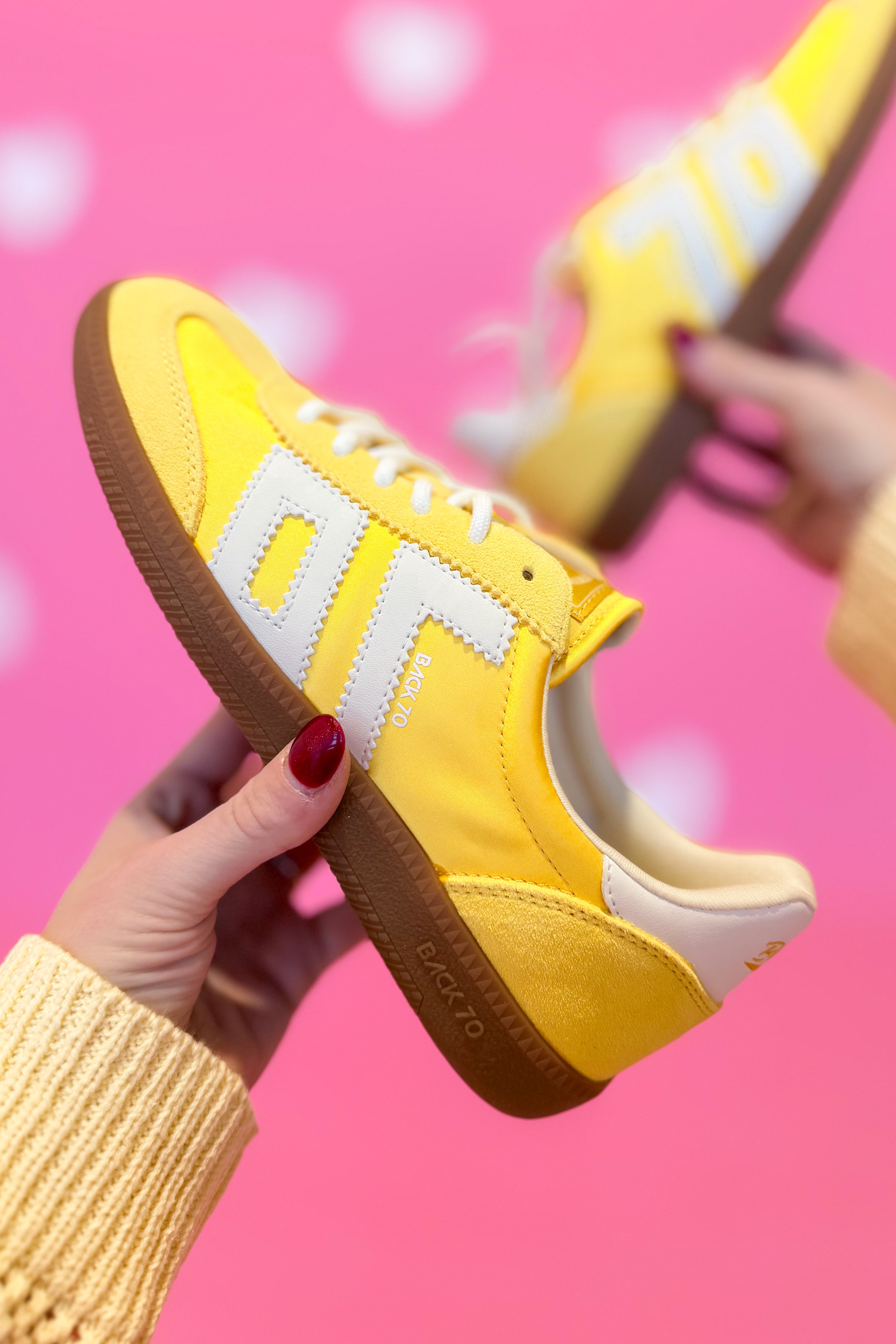 BACK 70 Ghost Sneakers in Banana color, 205 sneaker style, featuring a vibrant yellow design with white accents.