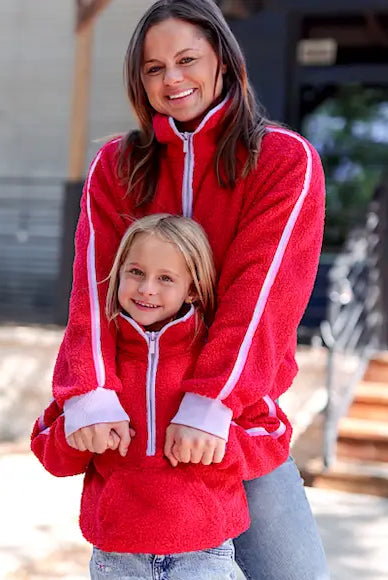 Pre-Order Cherry Quarter Zip Sherpa Pullover *waiting* - Be You Boutique