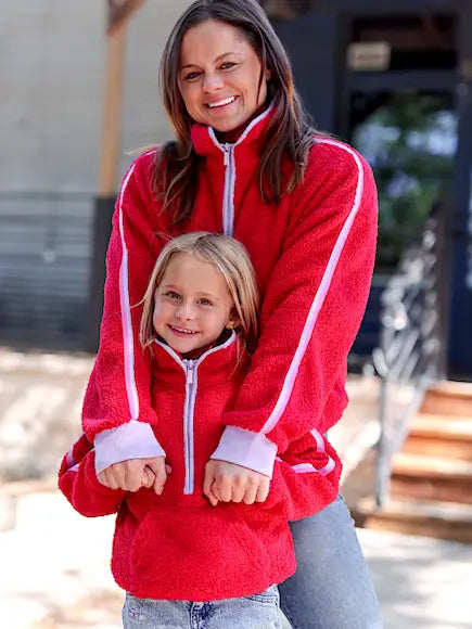 Pre-Order Cherry Quarter Zip Sherpa Pullover *waiting* - Be You Boutique