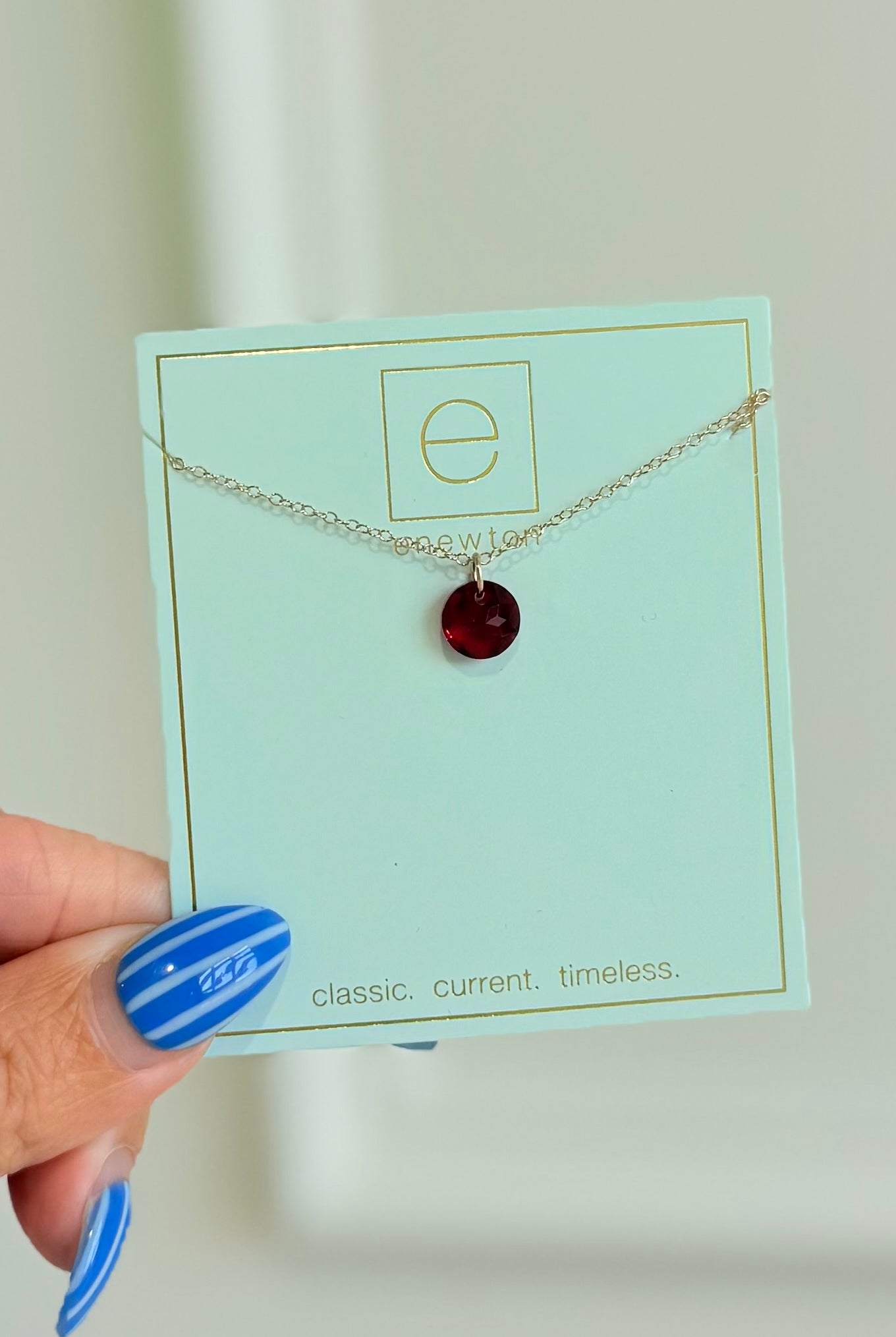 Enewton 16-inch classic birthstone necklace featuring a sparkling gemstone pendant on a delicate chain.