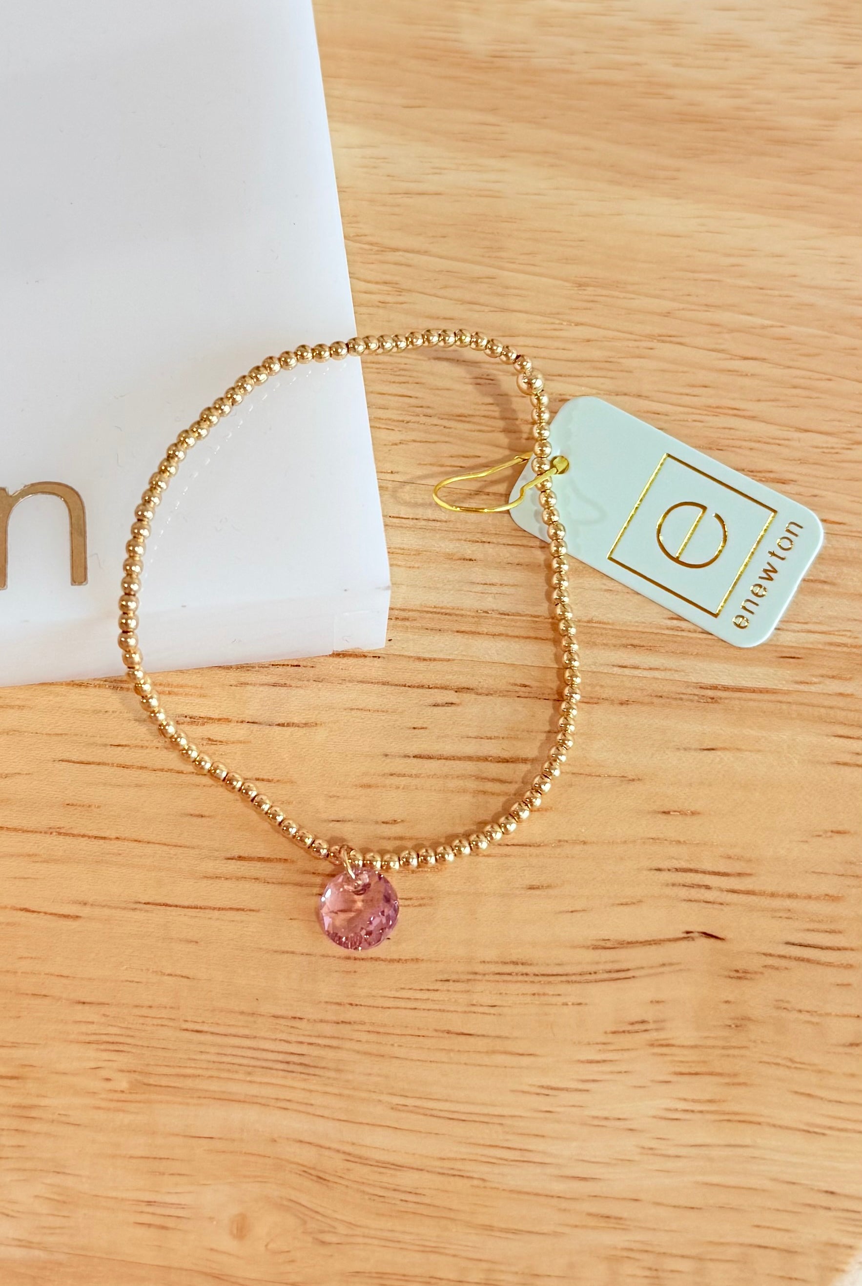 Enewton 2mm classic birthstone bracelet featuring small, colorful gemstone beads on a delicate jewelry chain.