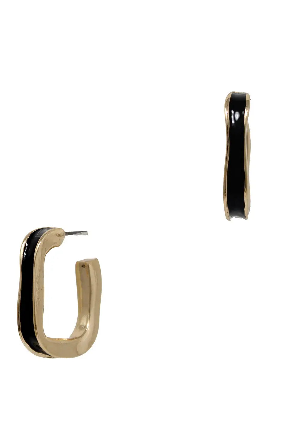 Gold w/ Black Epoxy Squared Hoop - Be You Boutique